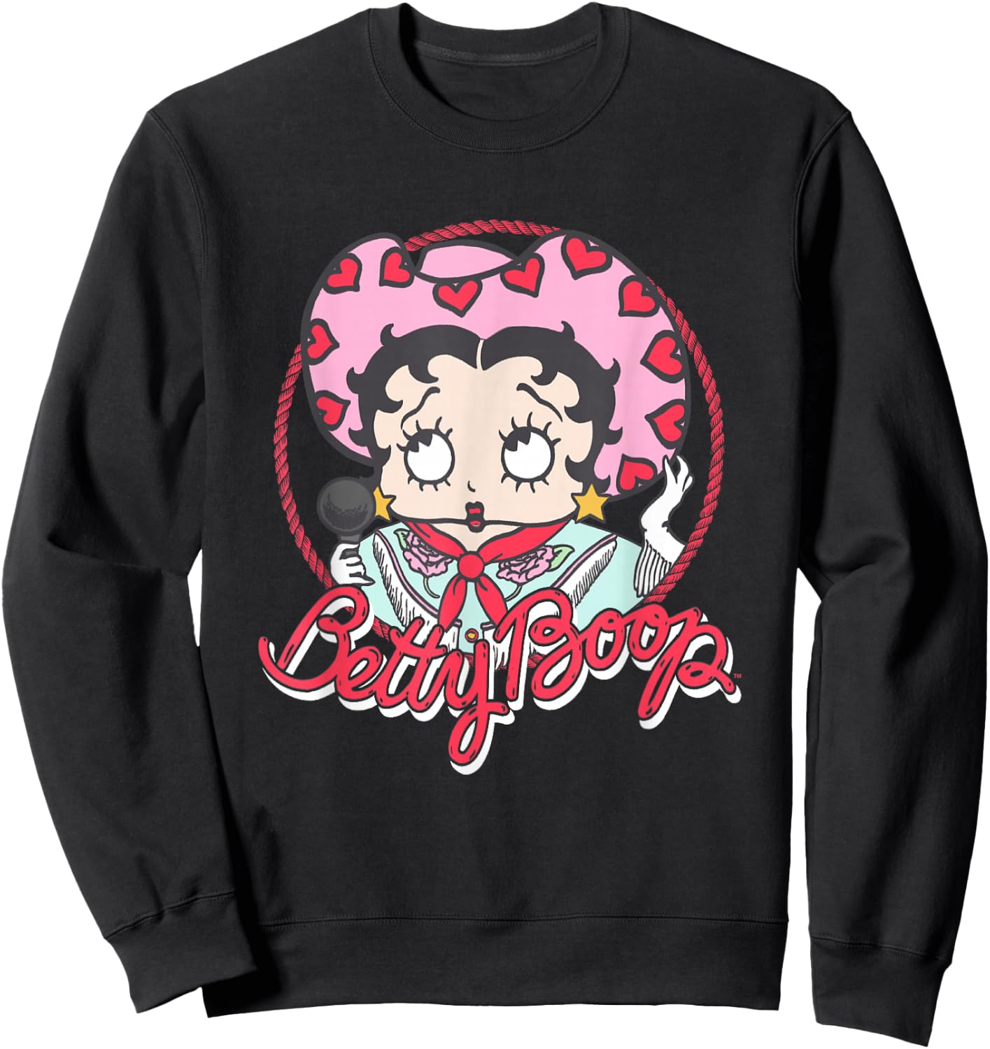 Betty Boop Cute Cowgirl Boop Retro Vintage Chest Portrait Sweatshirt - Sweatshirt | Black