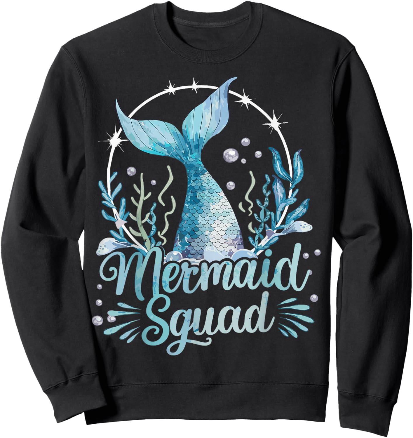 Mermaid Birthday Squad Mermaid Sweatshirt - Sweatshirt | Black