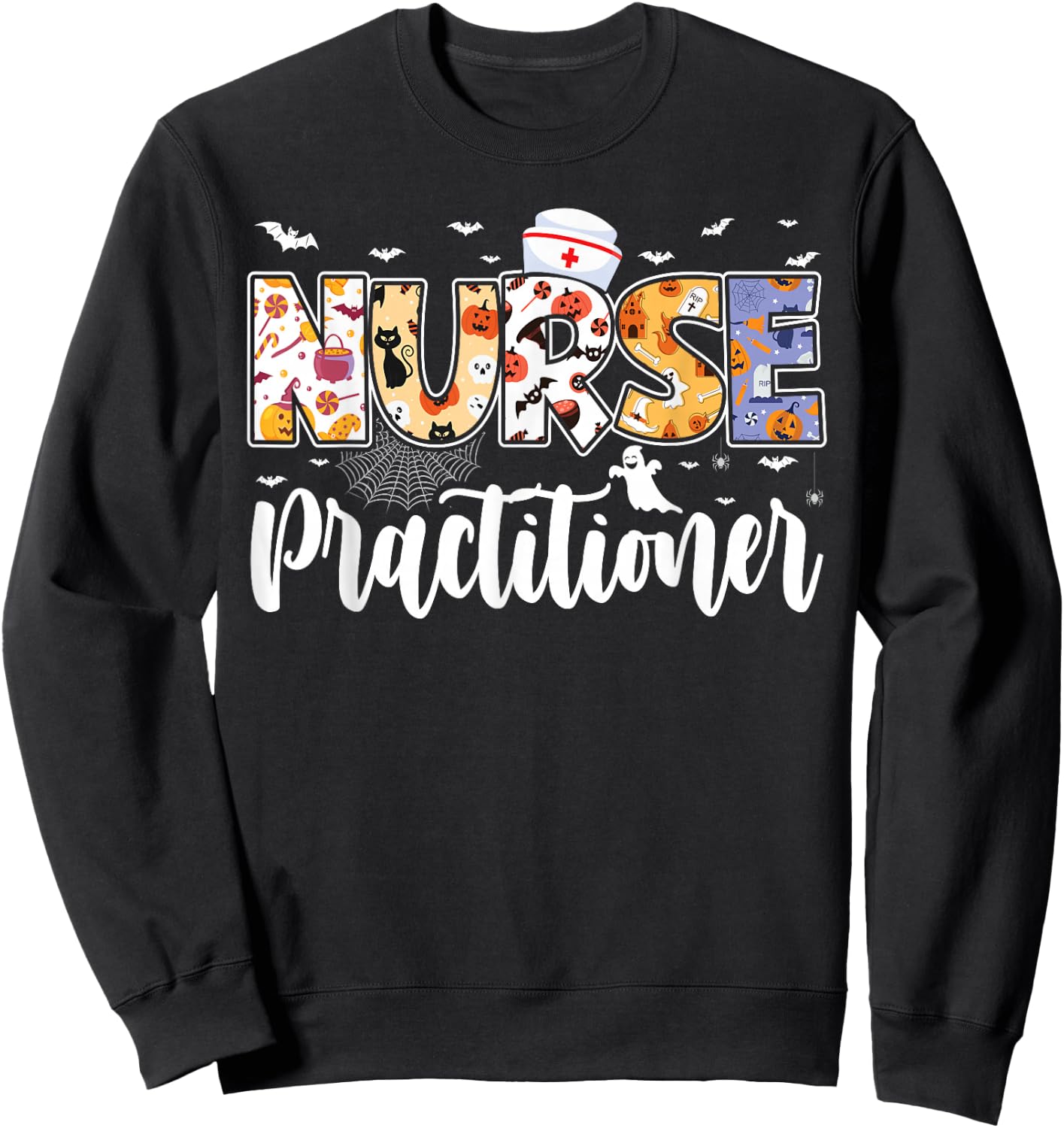 NP Nurse Practitioner Halloween Future Nurse Spooky Season Sweatshirt - Sweatshirt | Black