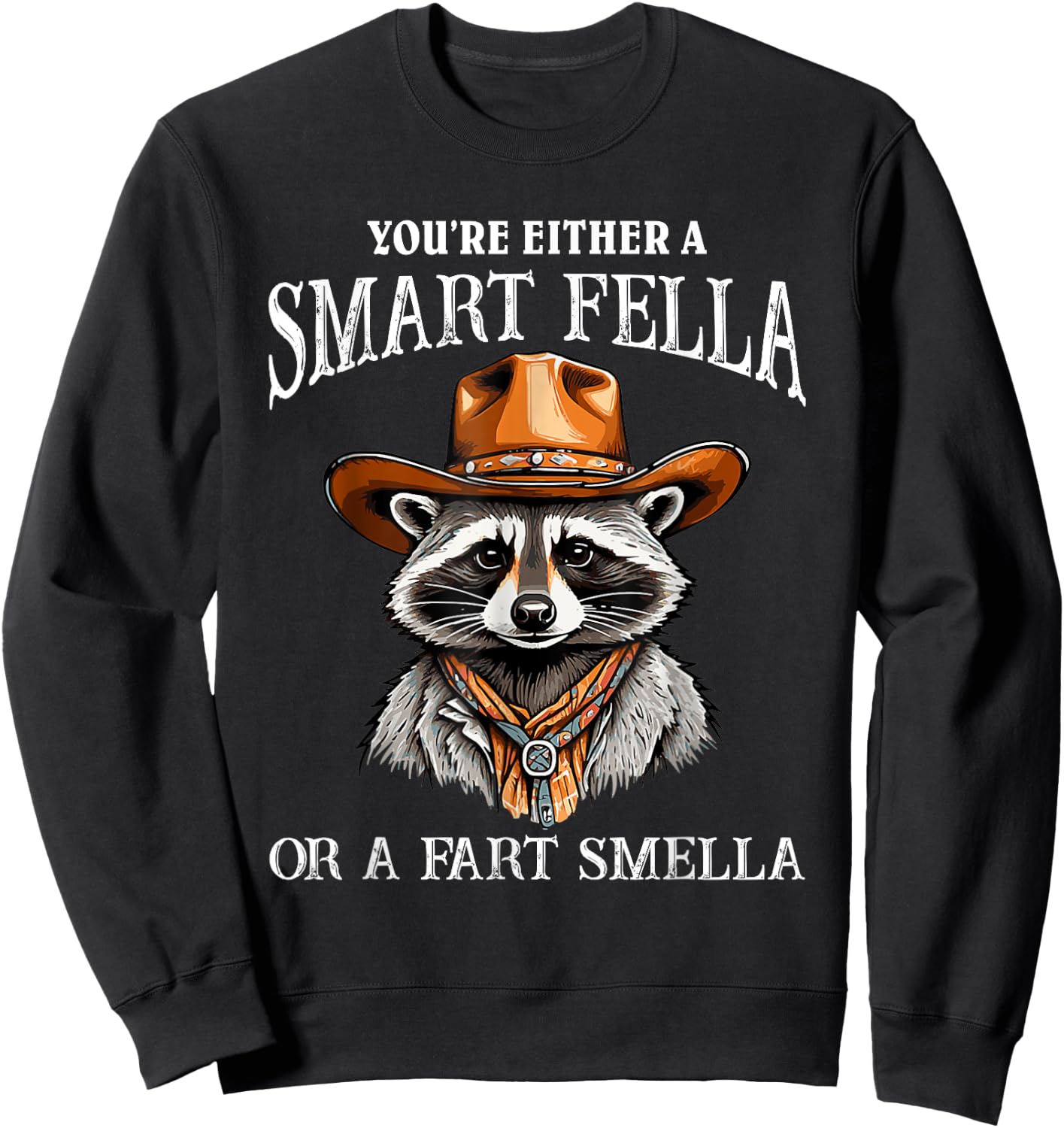 You're Either A Smart Fella Or A Fart Smella Funny Raccoon Sweatshirt - Sweatshirt | Black