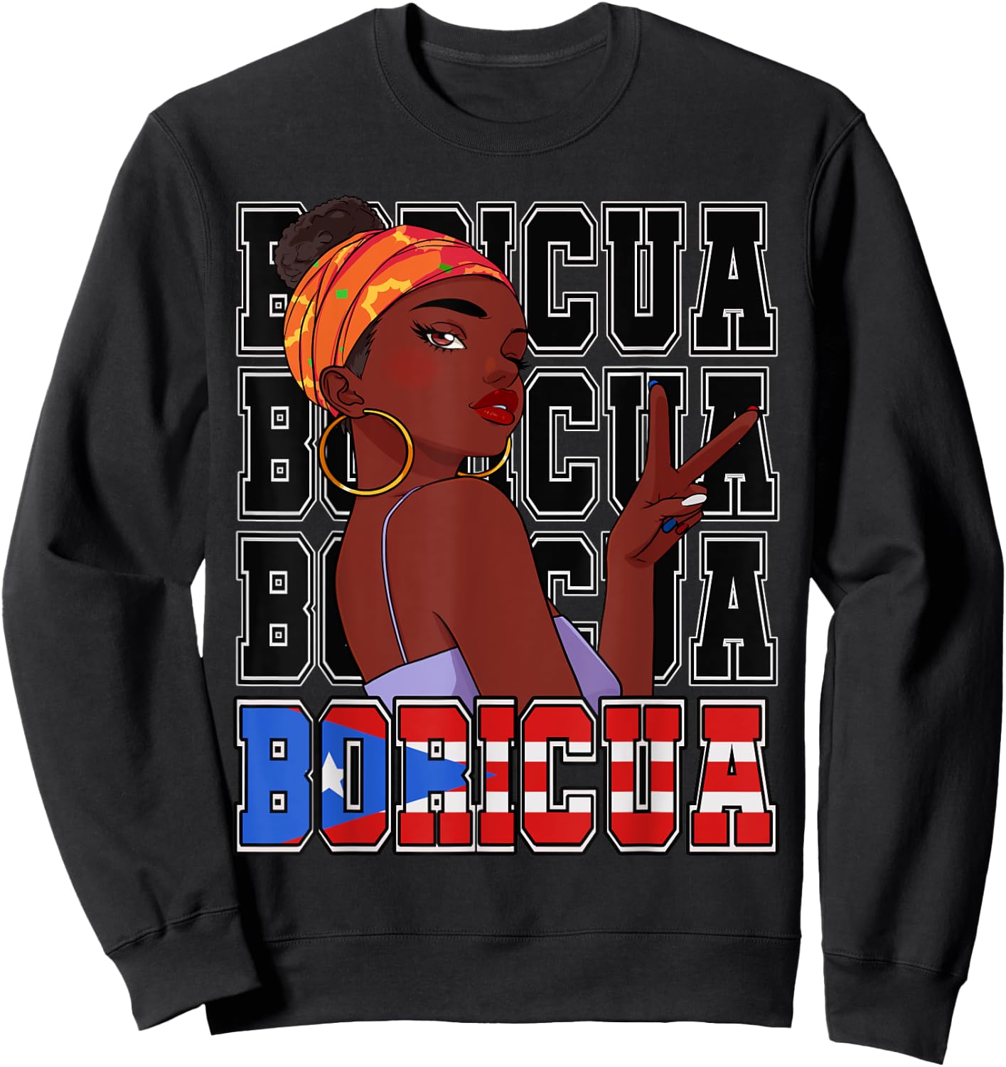 Puertorriquena Girl Morena Boricua Puerto Rico PR Vacation Sweatshirt - Sweatshirt | Black