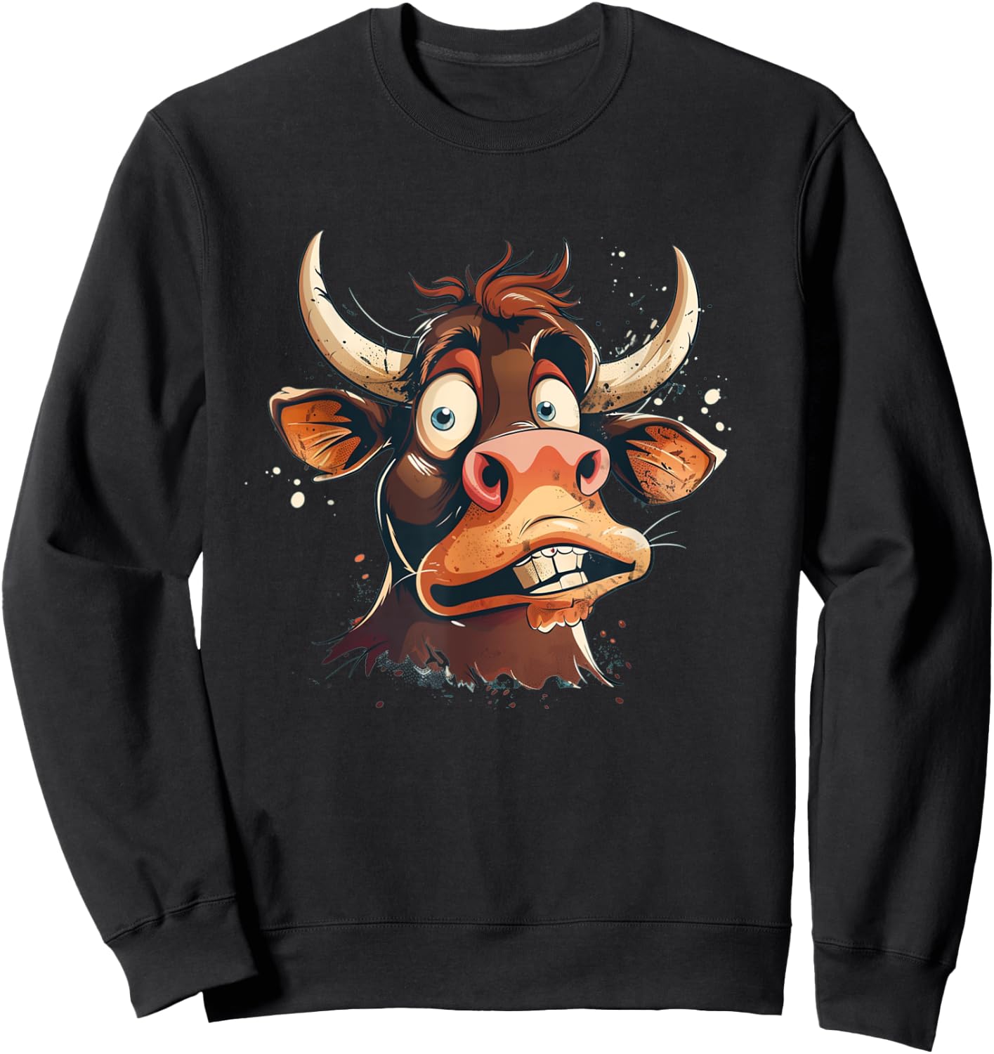Happy Cattle with Horns Costume for Bullocks Lovers Sweatshirt - Sweatshirt | Black