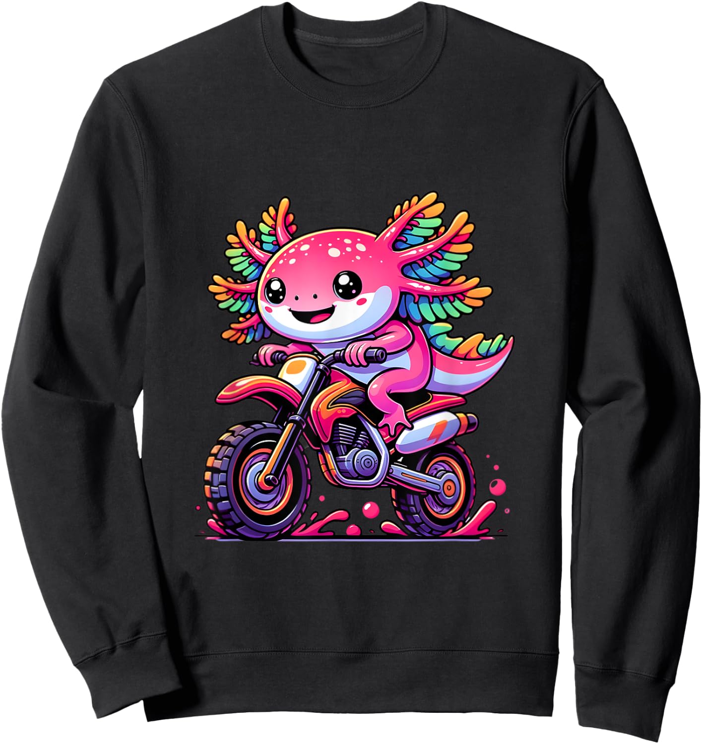 Axolotl Motocross Dirt Bike Cute Axolotl Lover Kids Boys Sweatshirt - Sweatshirt | Black