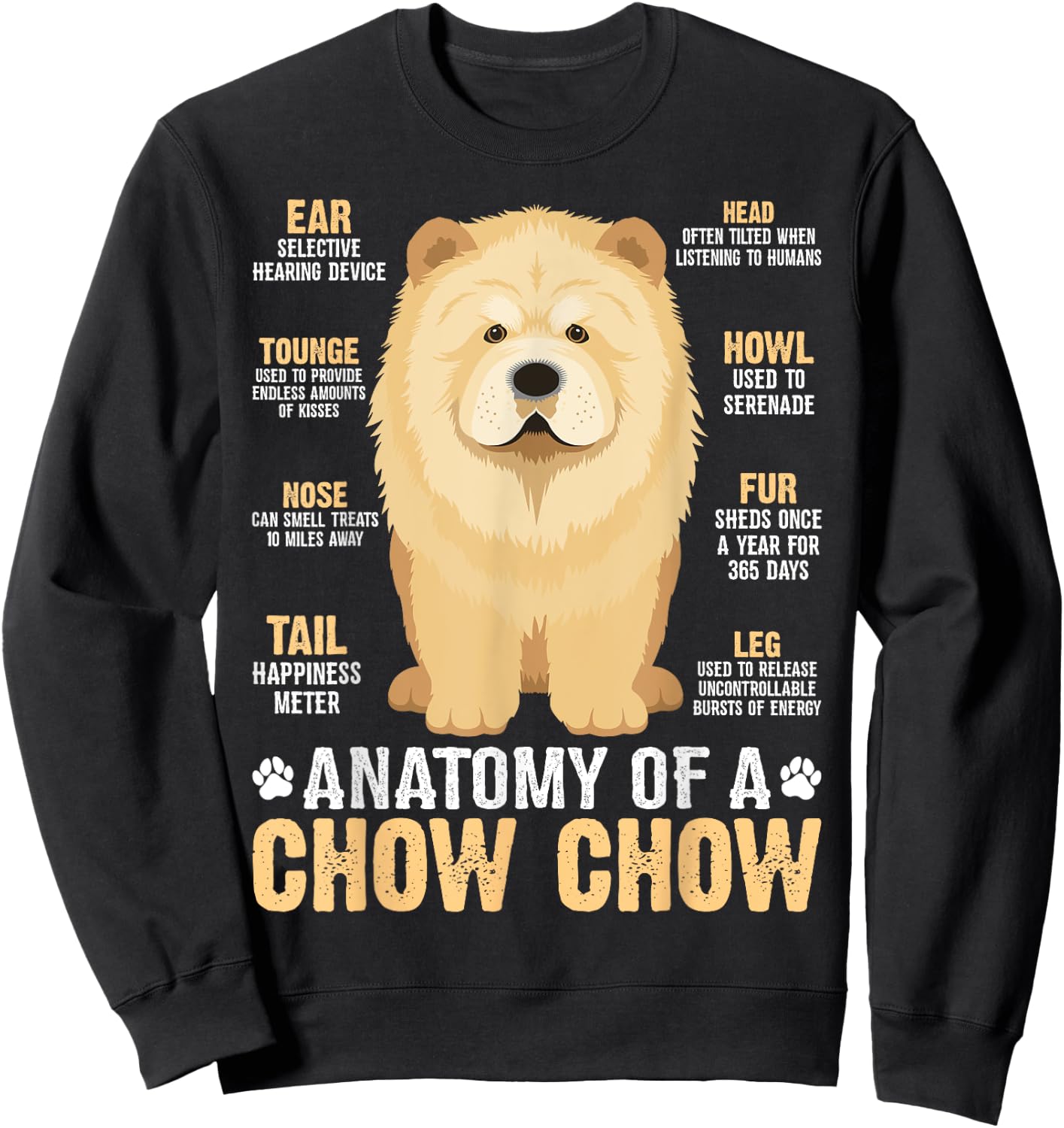 Anatomy Of A Chow Chow Sweatshirt - Sweatshirt | Black