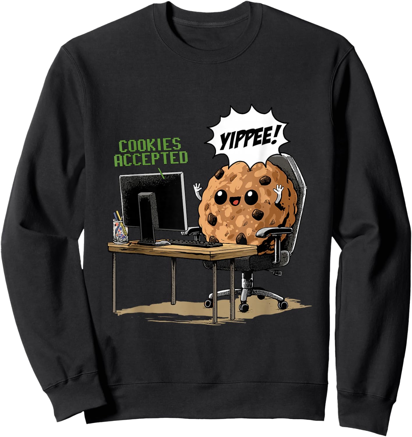 Cookies Accepted Nerd Shirt Funny Computer Internet Coder Sweatshirt - Sweatshirt | Black