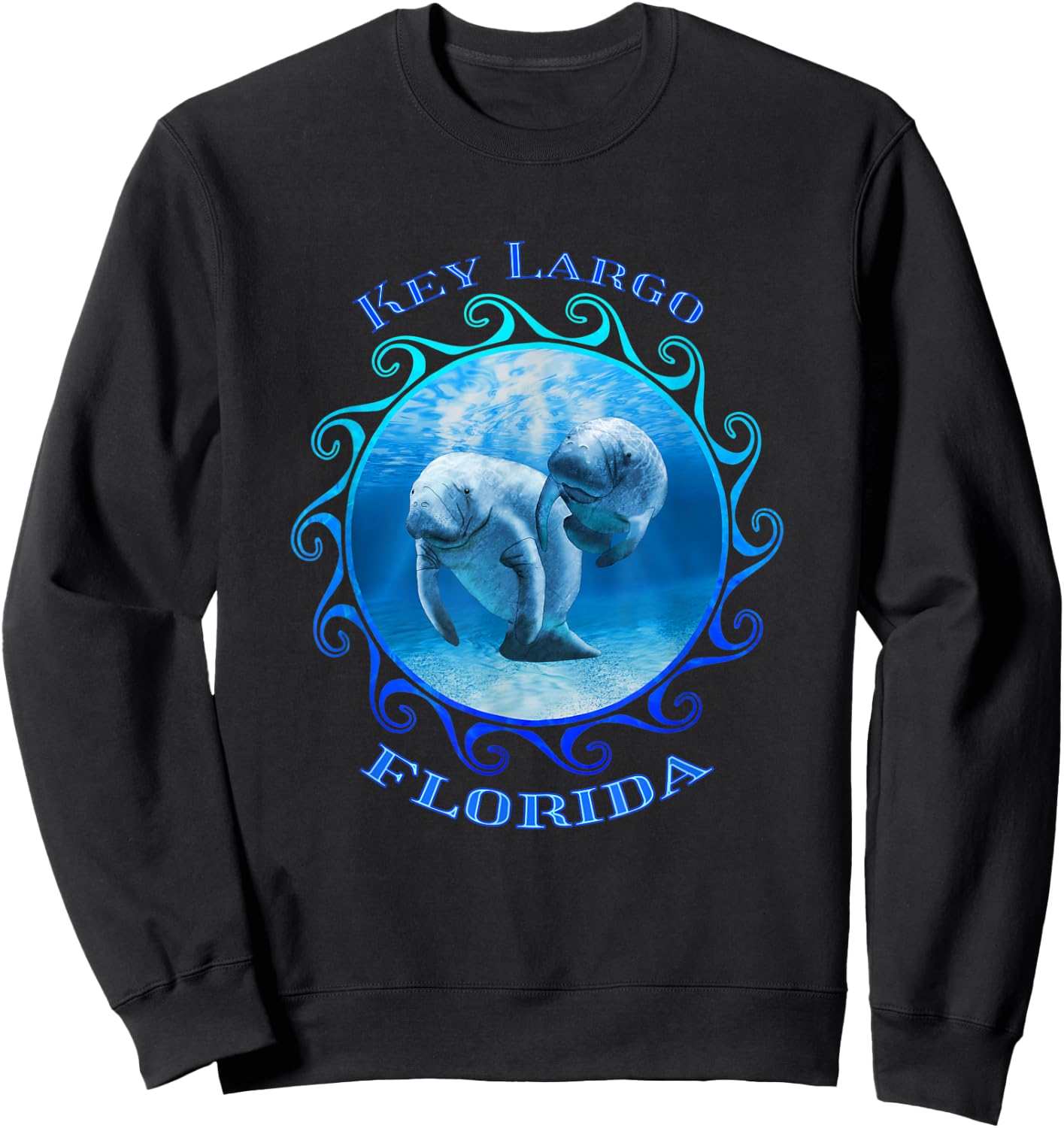 Key Largo Florida Vacation Swimming Manatees Sweatshirt - Sweatshirt | Black