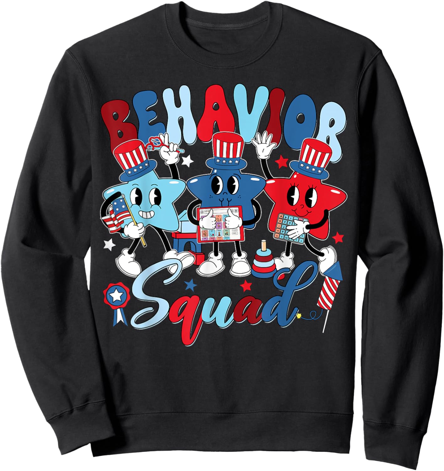 Funny Behavior Squad Independence Day RBT Behavior Tech Sweatshirt - Sweatshirt | Black