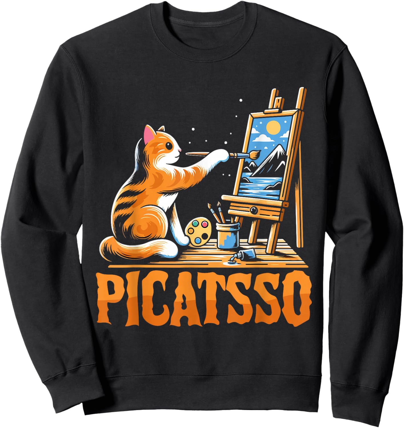 Funny Art Teacher Appreciation Gift - Picatsso - Cat Lover Sweatshirt - Sweatshirt | Black