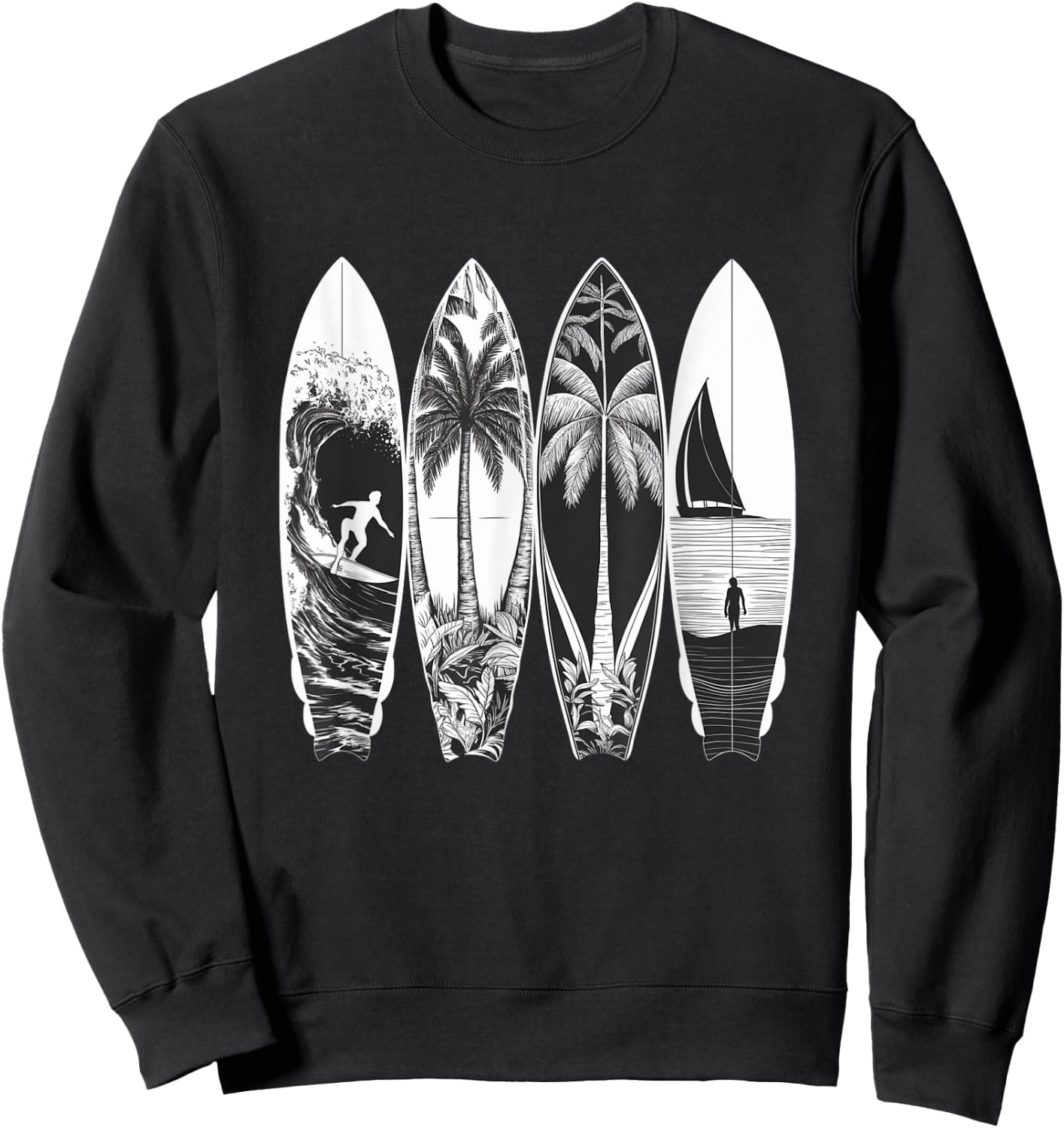 Vintage Surfer Classic Surfing Retro Surfboard Surfboarder Sweatshirt - Sweatshirt | Black