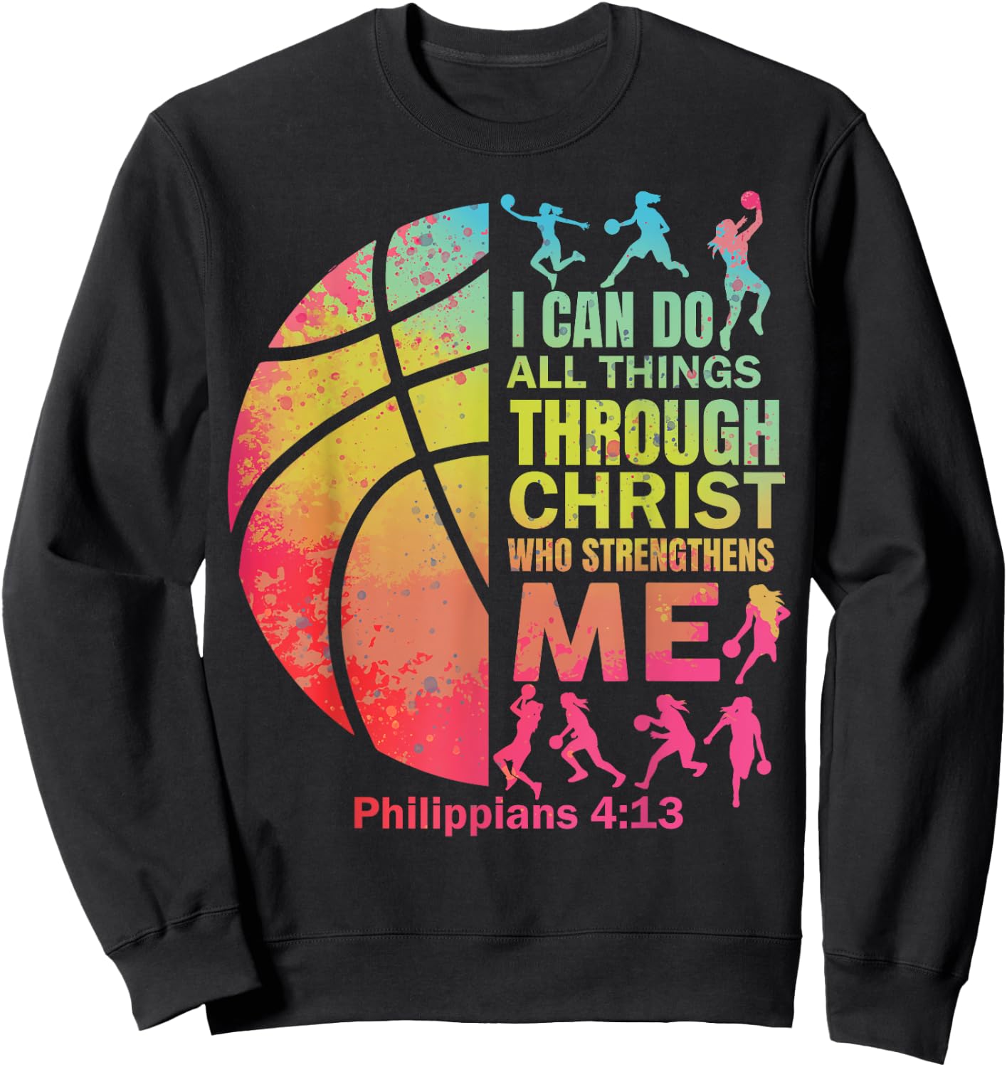 Basketball t Shirt Women Girls Teen Christian Christ Tie Dye Sweatshirt - Sweatshirt | Black