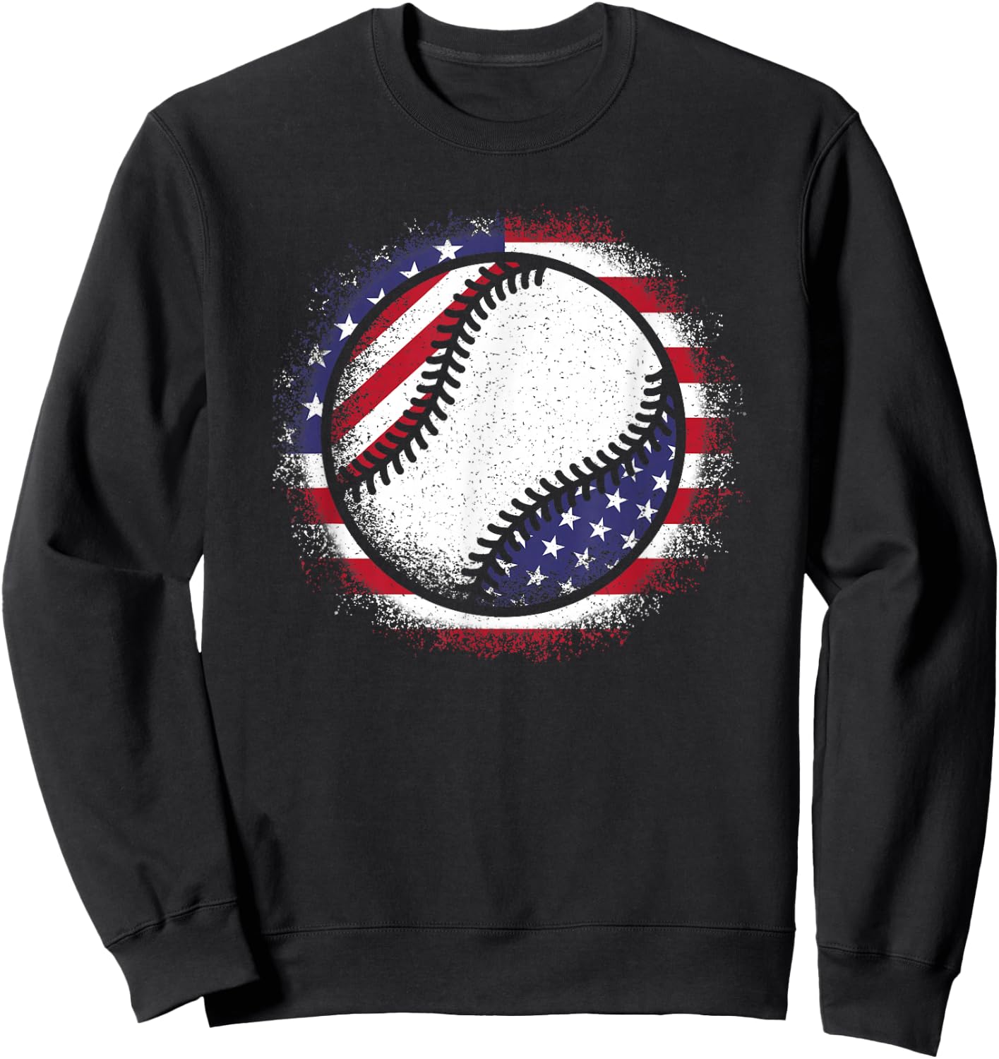 Baseball American Flag Vintage Baseball Lover Men Women Kids Sweatshirt - Sweatshirt | Black