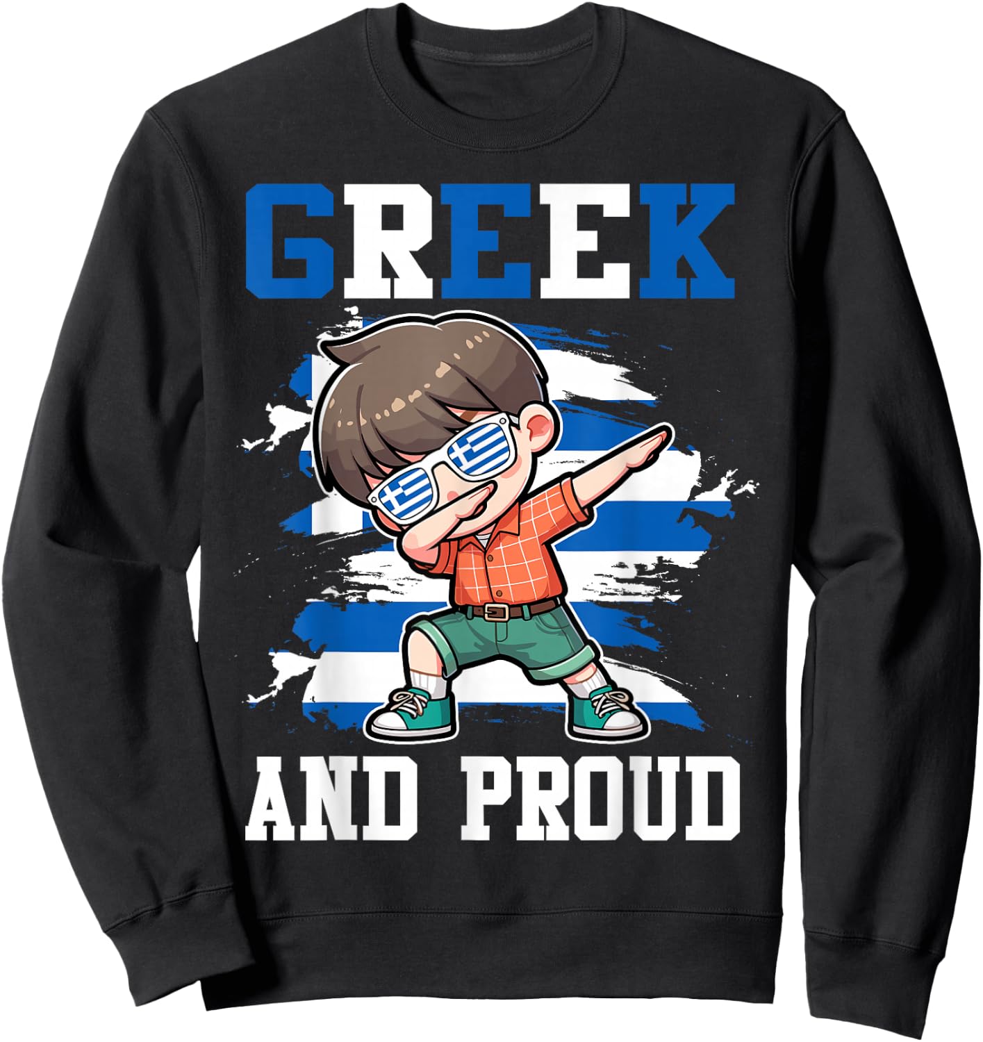 Greek And Proud Greek Boy Greece Flag Sweatshirt - Sweatshirt | Black