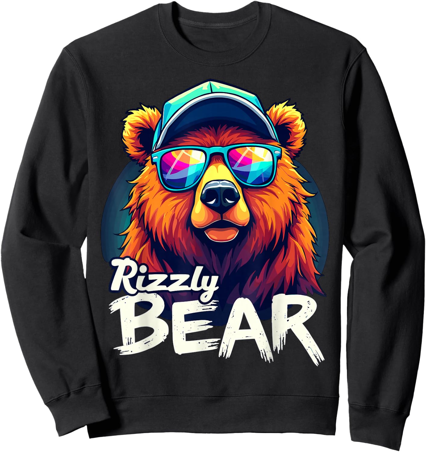 Rizzly Bear Grizzly Bear with Sunglasses Sweatshirt - Sweatshirt | Black