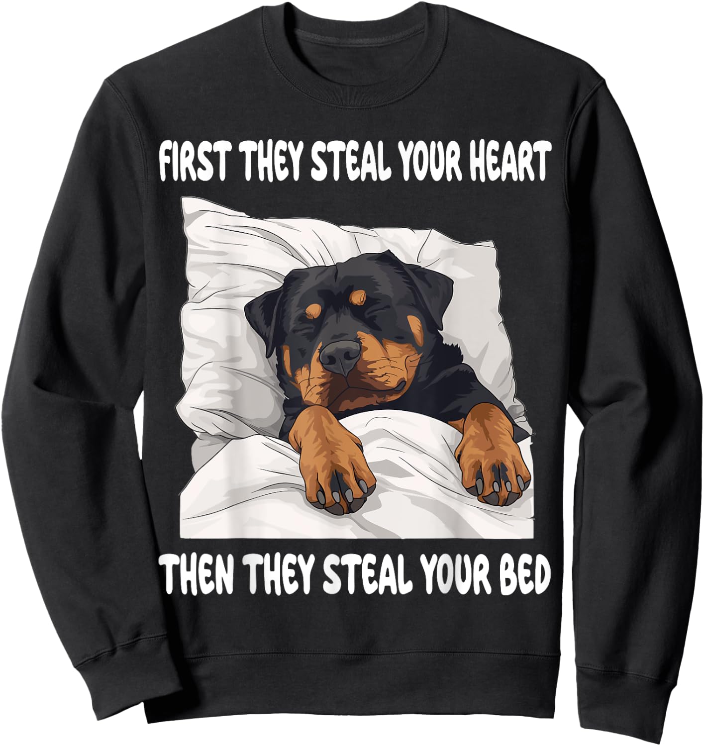 Rottweiler Sleeping Pajamas Nightgown Sweatshirt - Sweatshirt | Black