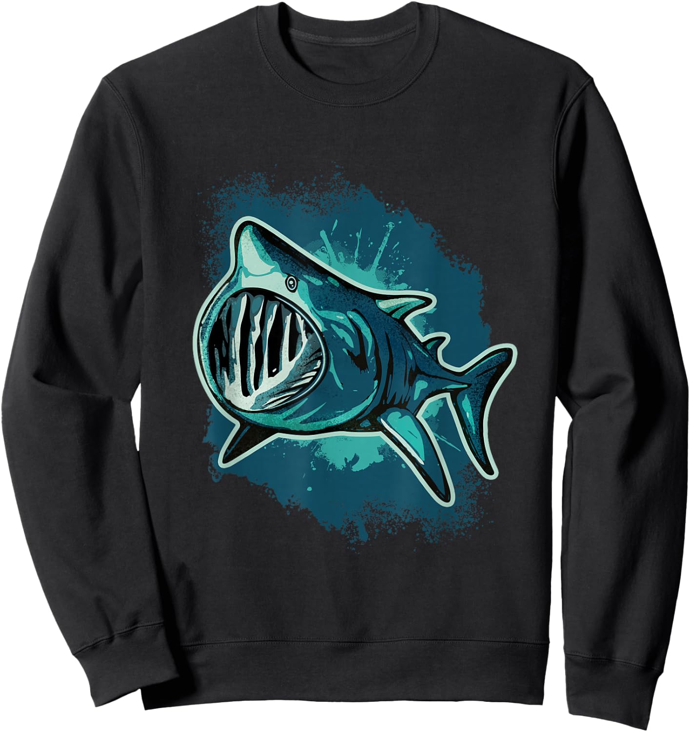 Ferocious Shark Art - Ocean Predator Basking Shark Sweatshirt - Sweatshirt | Black