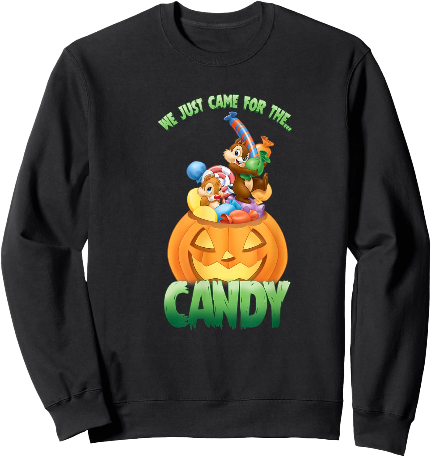 Disney Chip 'n' Dale Rescue Rangers Halloween Pumpkin Candy Sweatshirt - Sweatshirt | Black