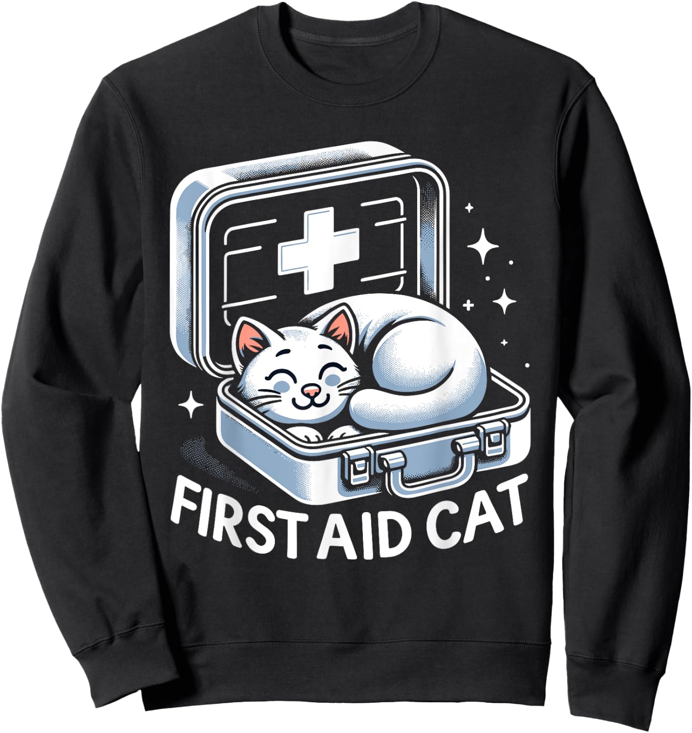 First Aid Cat Pun Nurse Doctor Healthcare Novelty Funny Cat Women Kids Sweatshirt - Sweatshirt | Black