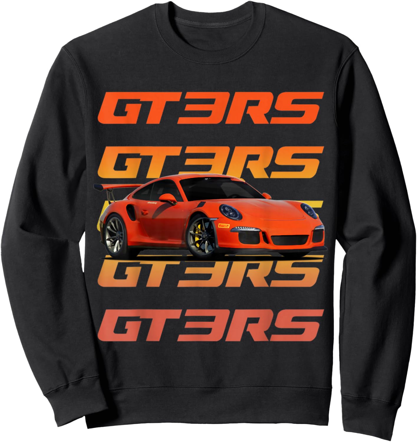 CLICK FOR MORE GT3RS GT3RS , Adult, , Short Sleeve, Black, Small, Retro, Polyester, Machine Wash, , Classic Fit, Distressed Design, Color-Variant Fabric Sweatshirt - Sweatshirt | Black