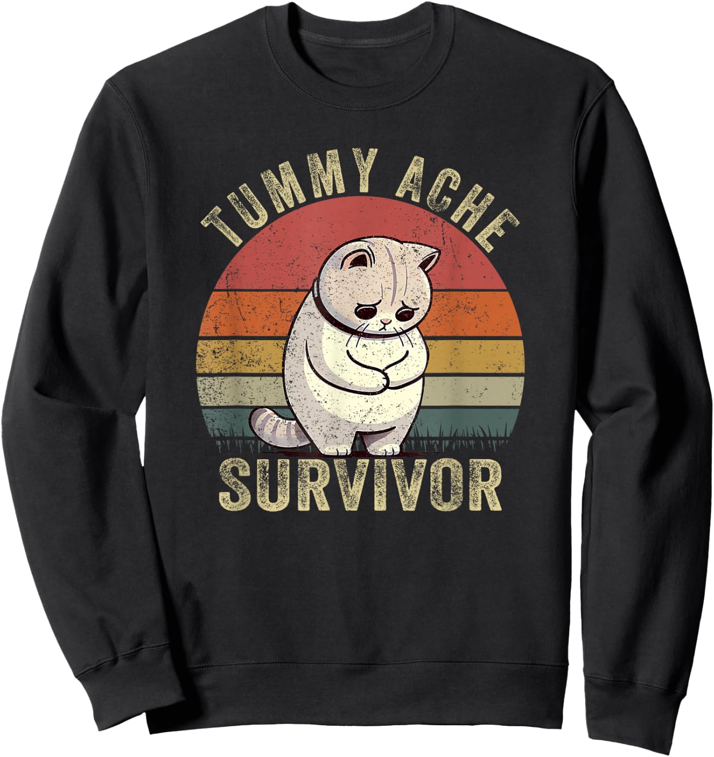 Funny Cat Stomach Ache My Tummy Hurts Tummy Ache Survivor Sweatshirt - Sweatshirt | Black