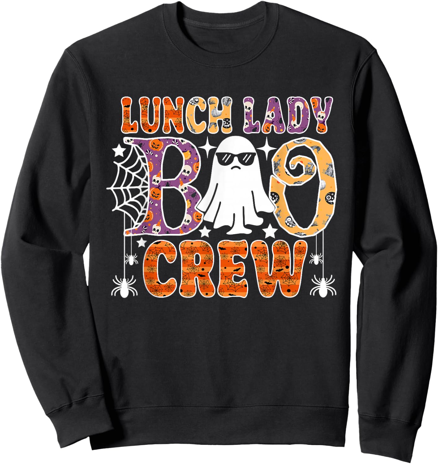 Lunch Lady Boo Crew Cute Ghost Halloween Costume Sweatshirt - Sweatshirt | Black