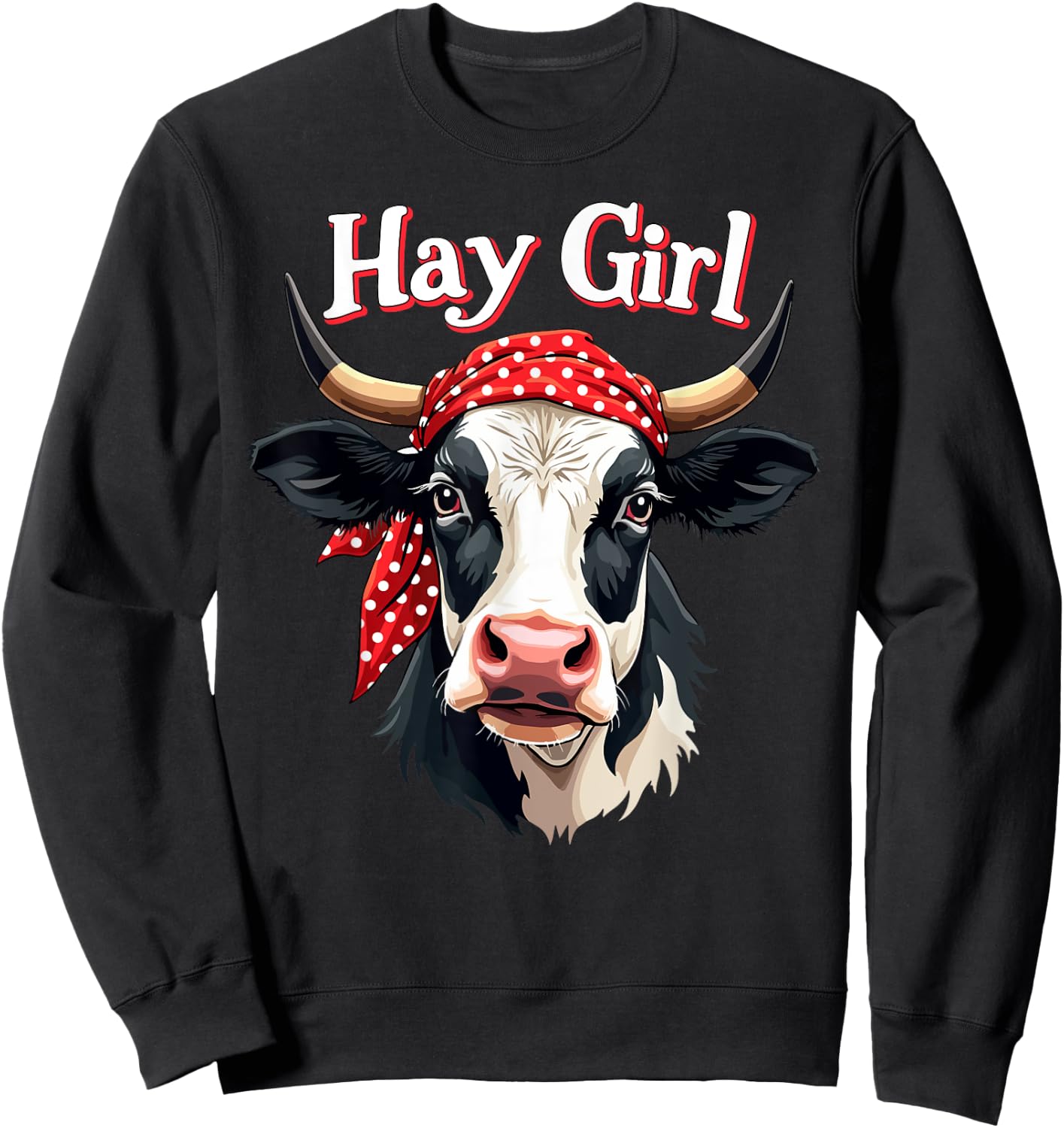 Hay Girl Farmer Funny Cattle Cow Farm Lovers Gift Kids Women Sweatshirt - Sweatshirt | Black