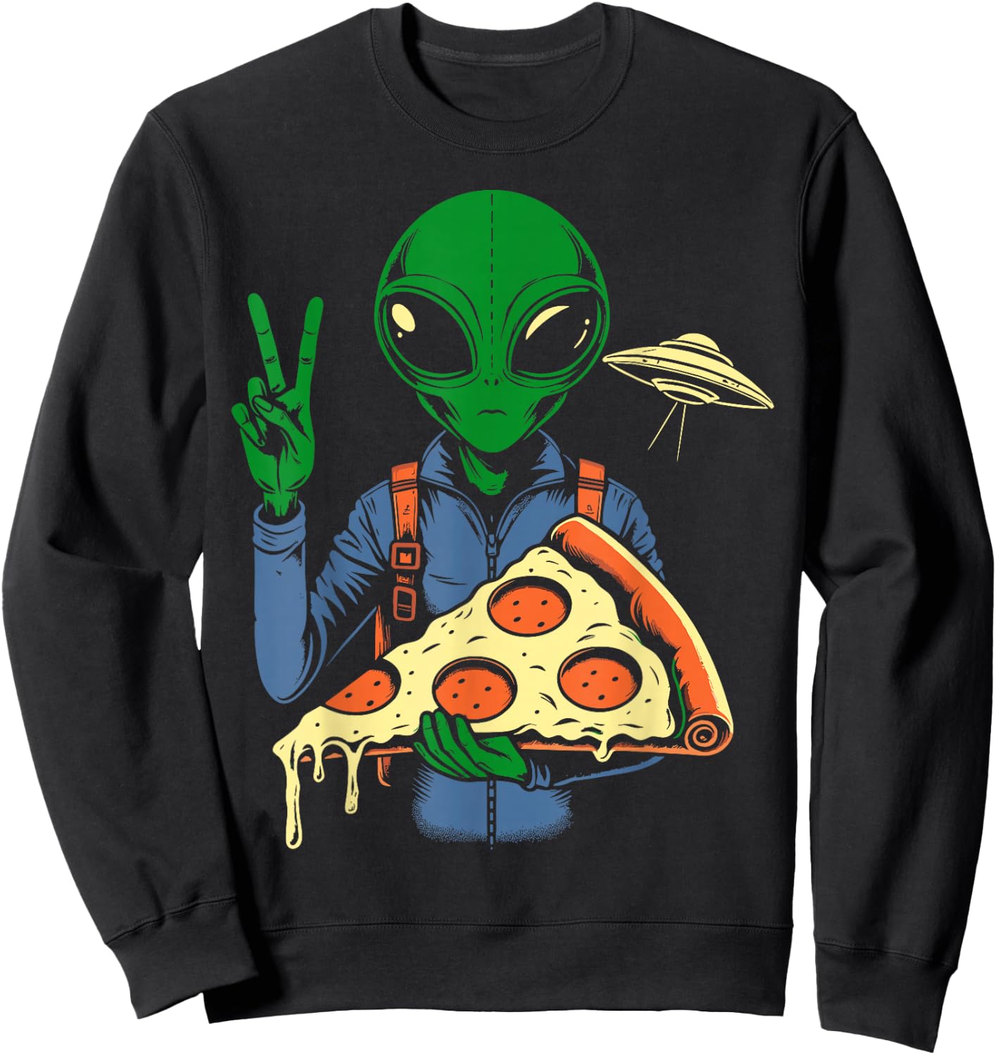 Alien pizza Sweatshirt - Sweatshirt | Black