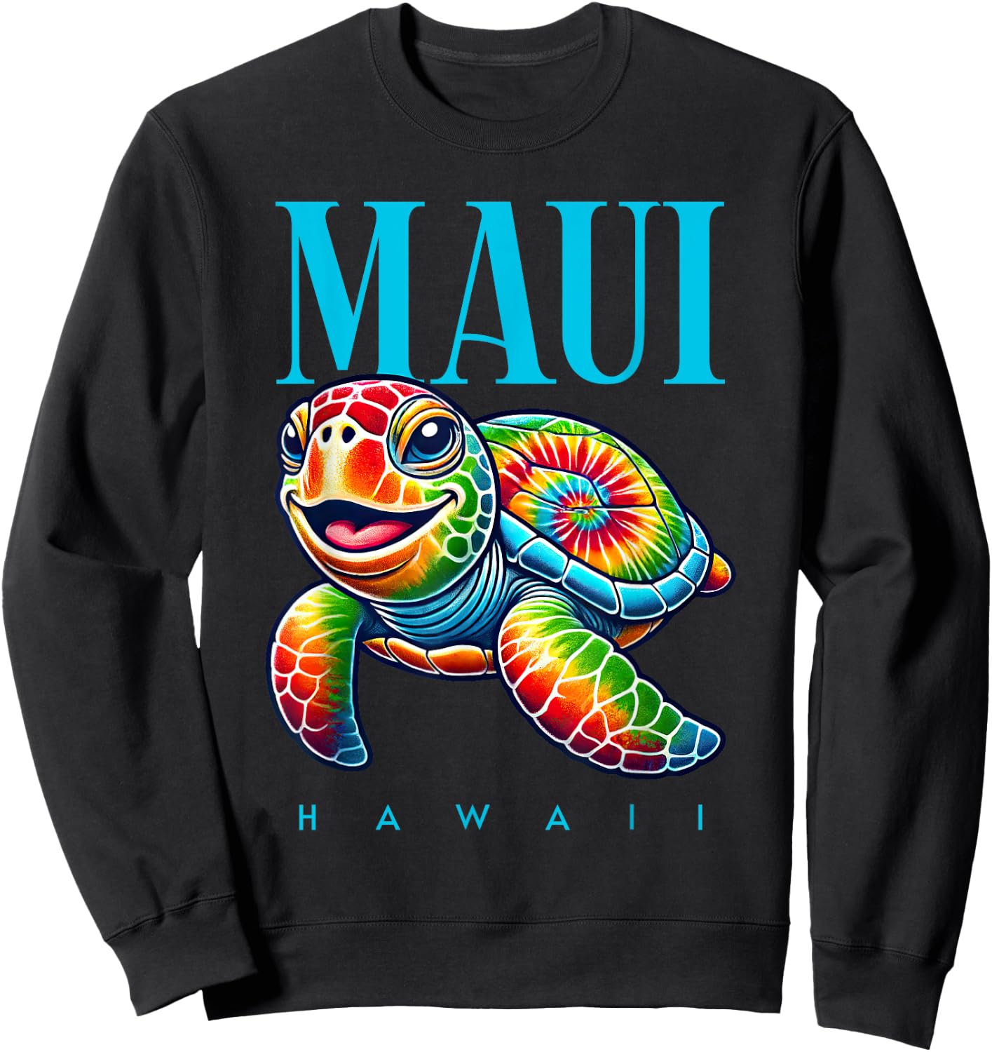 Maui Hawaii Smiling Tie Dye Sea Turtle Sweatshirt - Sweatshirt | Black