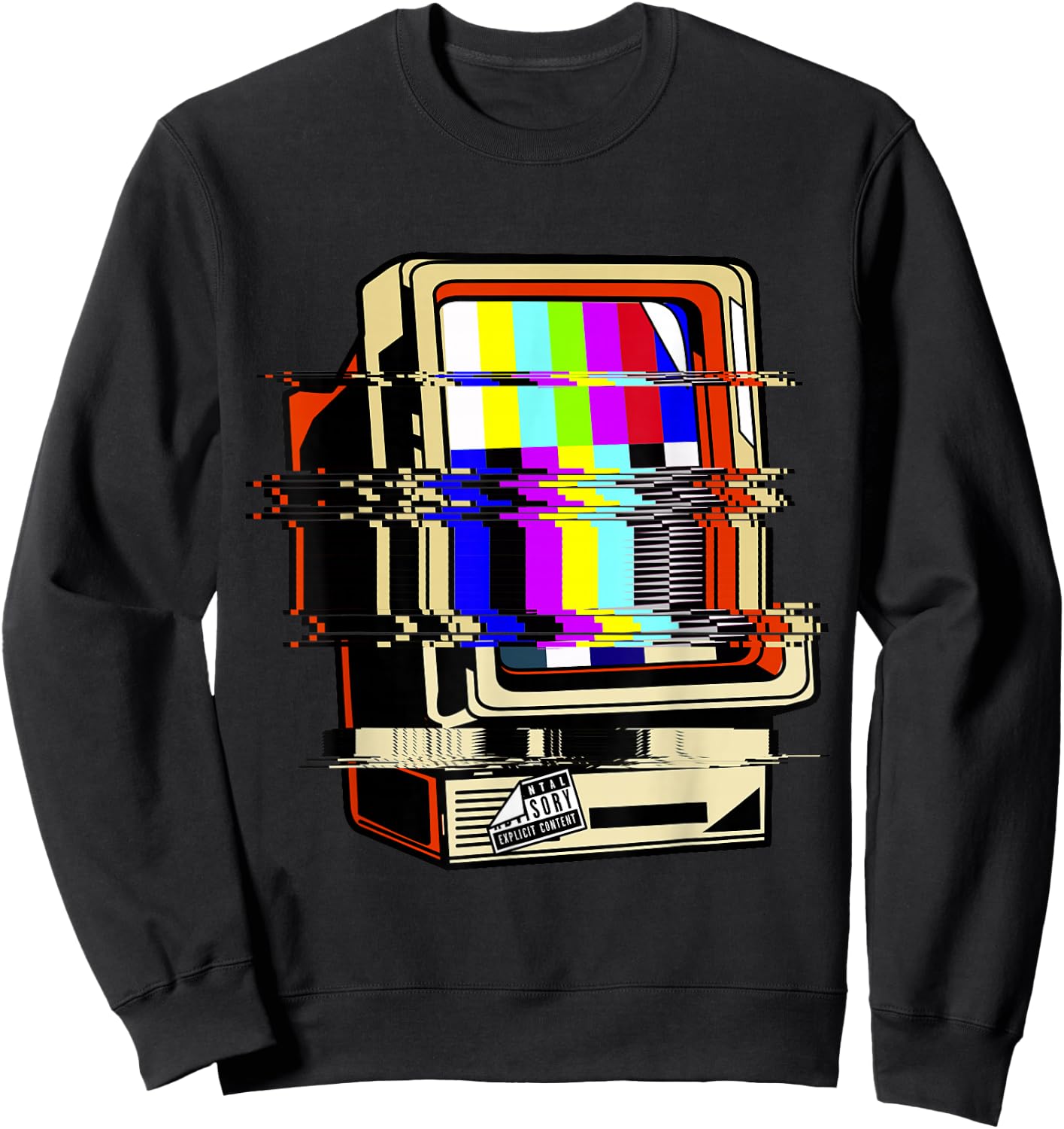 Vaporwave No Signal Television Off Air Glitch Computer Art Sweatshirt - Sweatshirt | Black