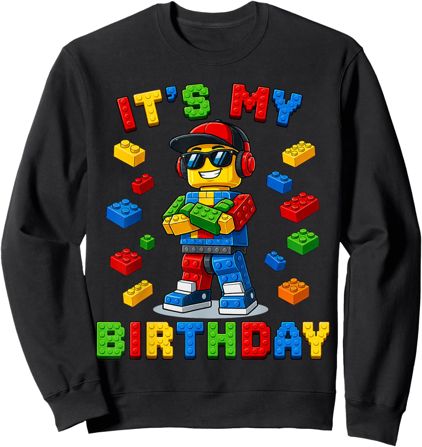 Cute It's My Birthday Building Kids Birthday Boy Party Sweatshirt - Sweatshirt | Black
