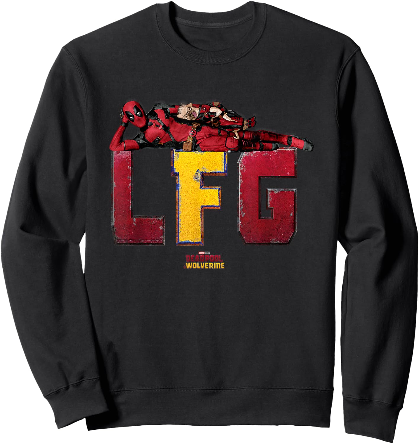 Marvel Deadpool & Wolverine LFG Deadpool & Dogpool Chilling Sweatshirt - Sweatshirt | Black