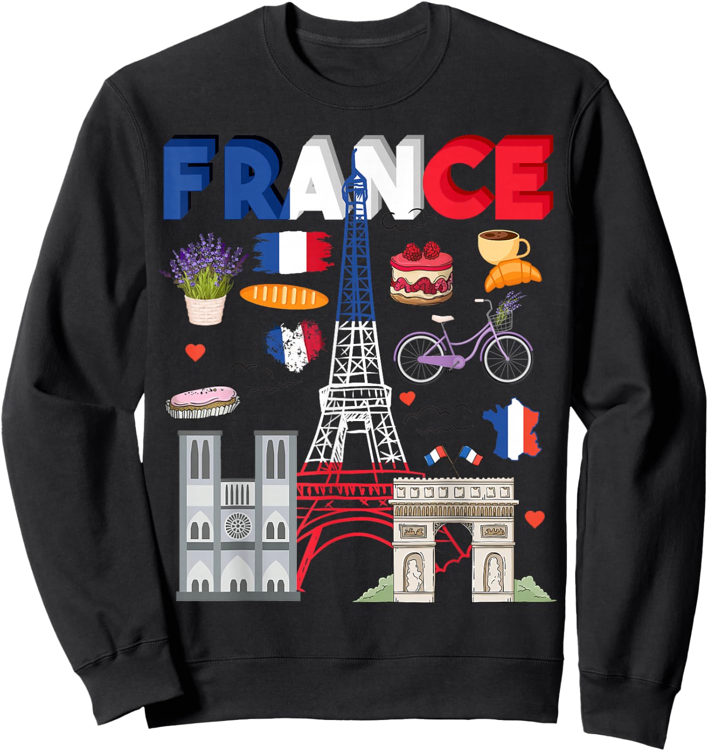 France Flag Outfit Idea For Kids French Flag & Lavender Sweatshirt - Sweatshirt | Black