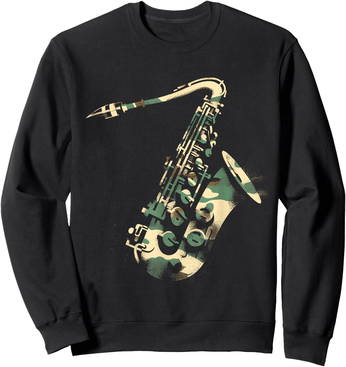 Saxophone Camouflage - Vintage Saxophone Instrument Jazz Sweatshirt - Sweatshirt | Black