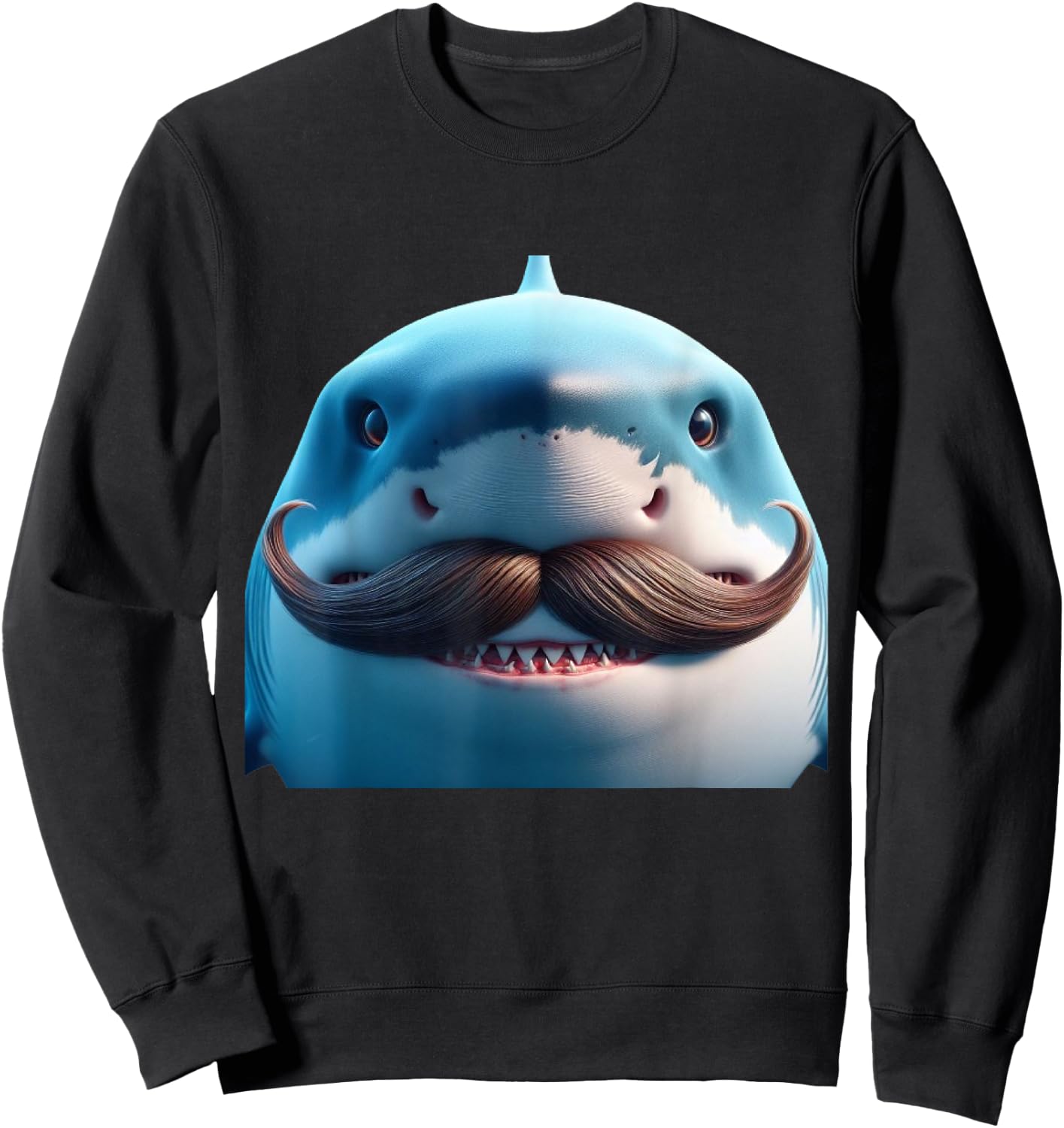 Stupid Mustache Shark for Animals and Marine Fish Lovers Sweatshirt - Sweatshirt | Black