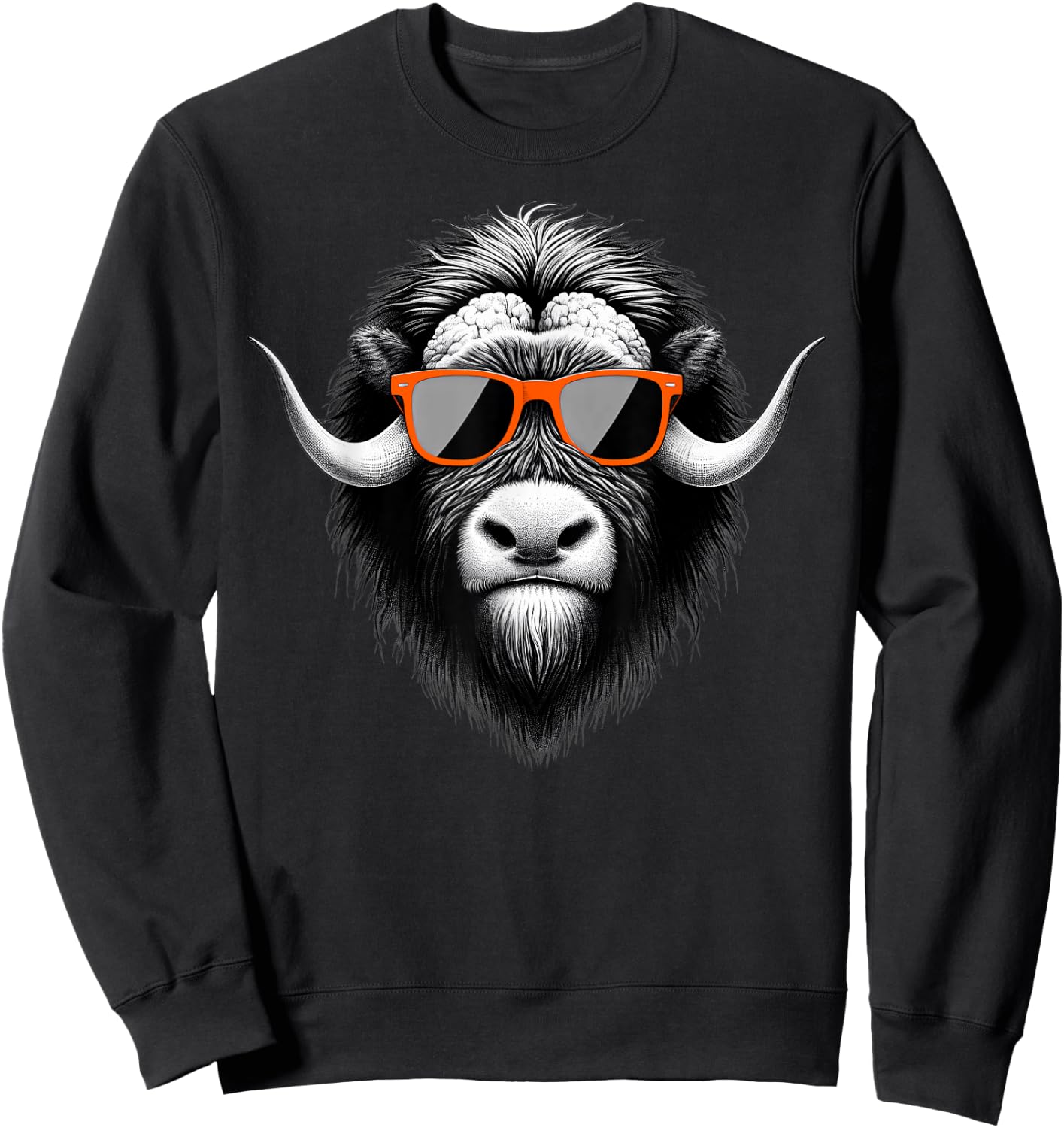 Cool Musk Ox Wearing Sunglasses Graphic Art Sweatshirt - Sweatshirt | Black