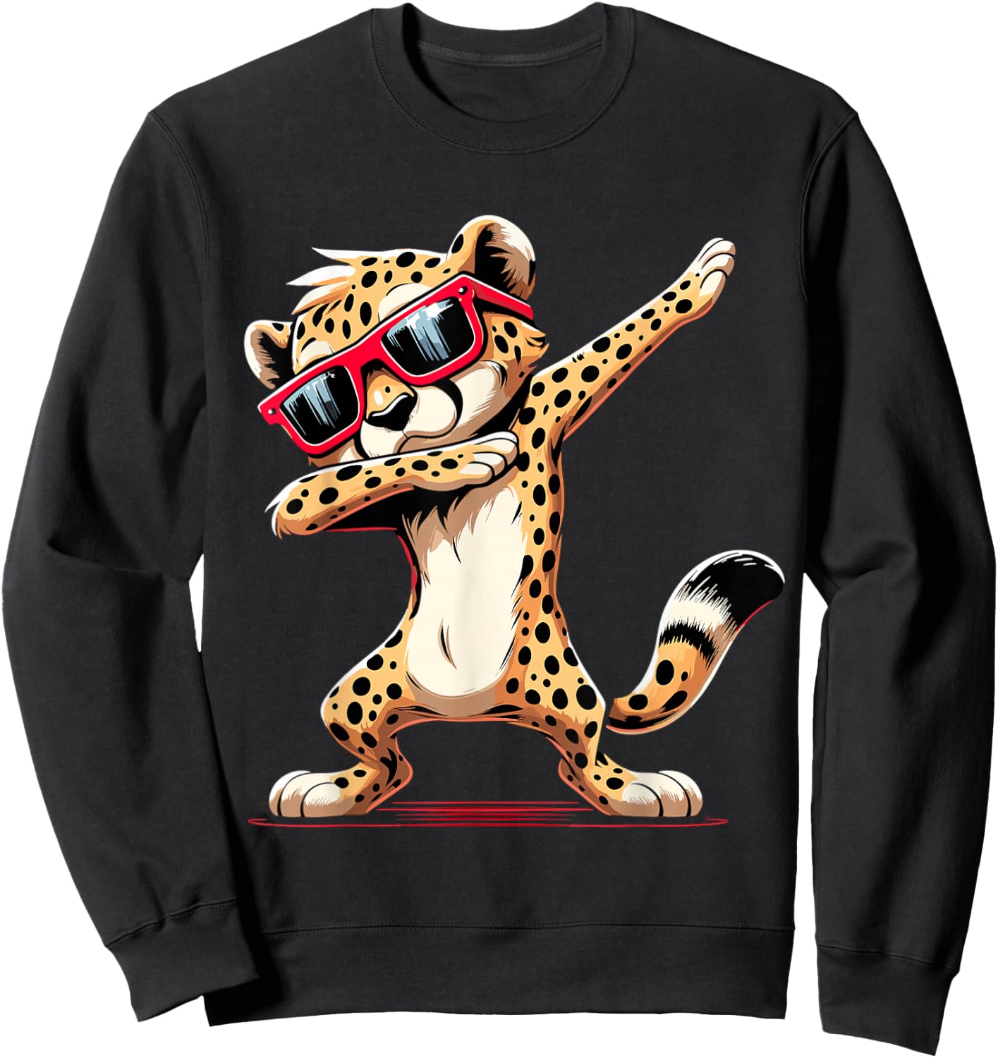 Dabbing Cheetah Sunglasses Cheetah Animal Sweatshirt - Sweatshirt | Black