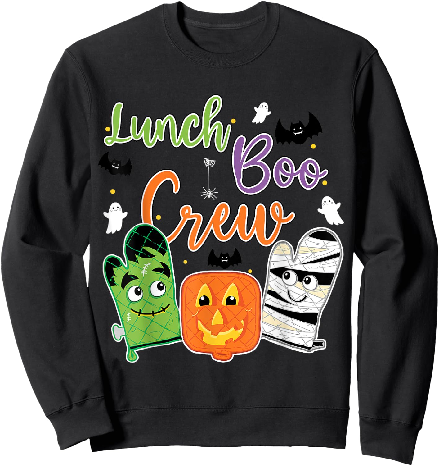 Funny Lunch Lady Boo Crew Halloween School Cafeteria Staff Sweatshirt - Sweatshirt | Black