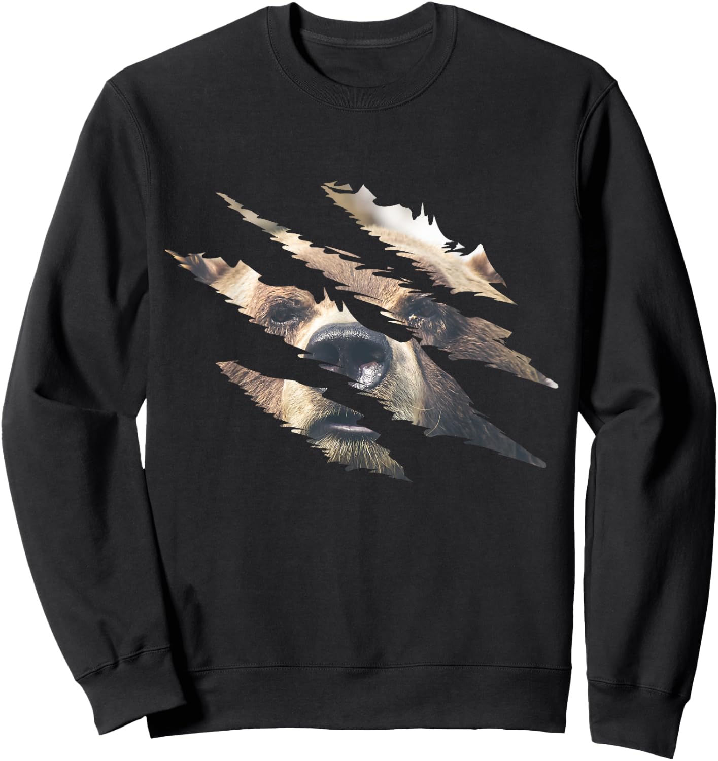Grizzly Bear Head Claw Effect Bear Slash Claw Bear Lover Sweatshirt - Sweatshirt | Black