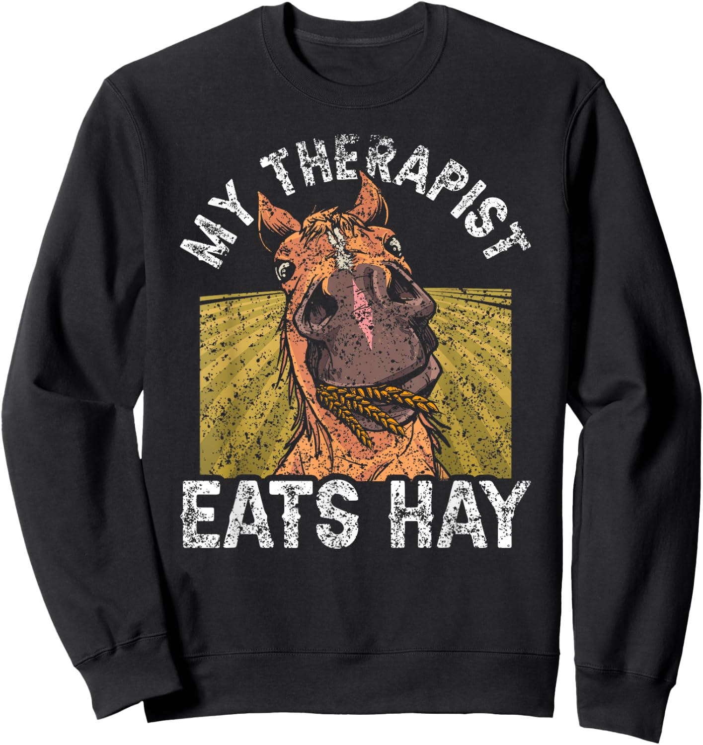 My Therapist Eats Hay Riding Rider Lover Horse Equestrian Sweatshirt - Sweatshirt | Black
