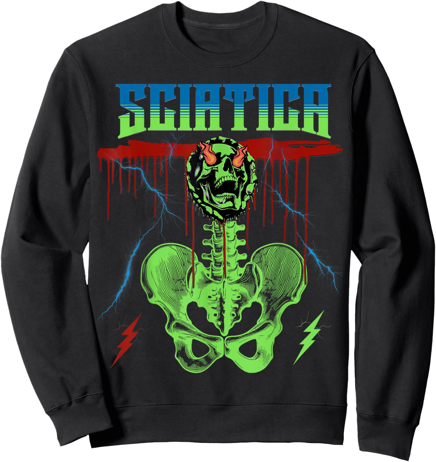 Sciatica Rock Music Band Concert Punk Skull Rocker Sweatshirt - Sweatshirt | Black