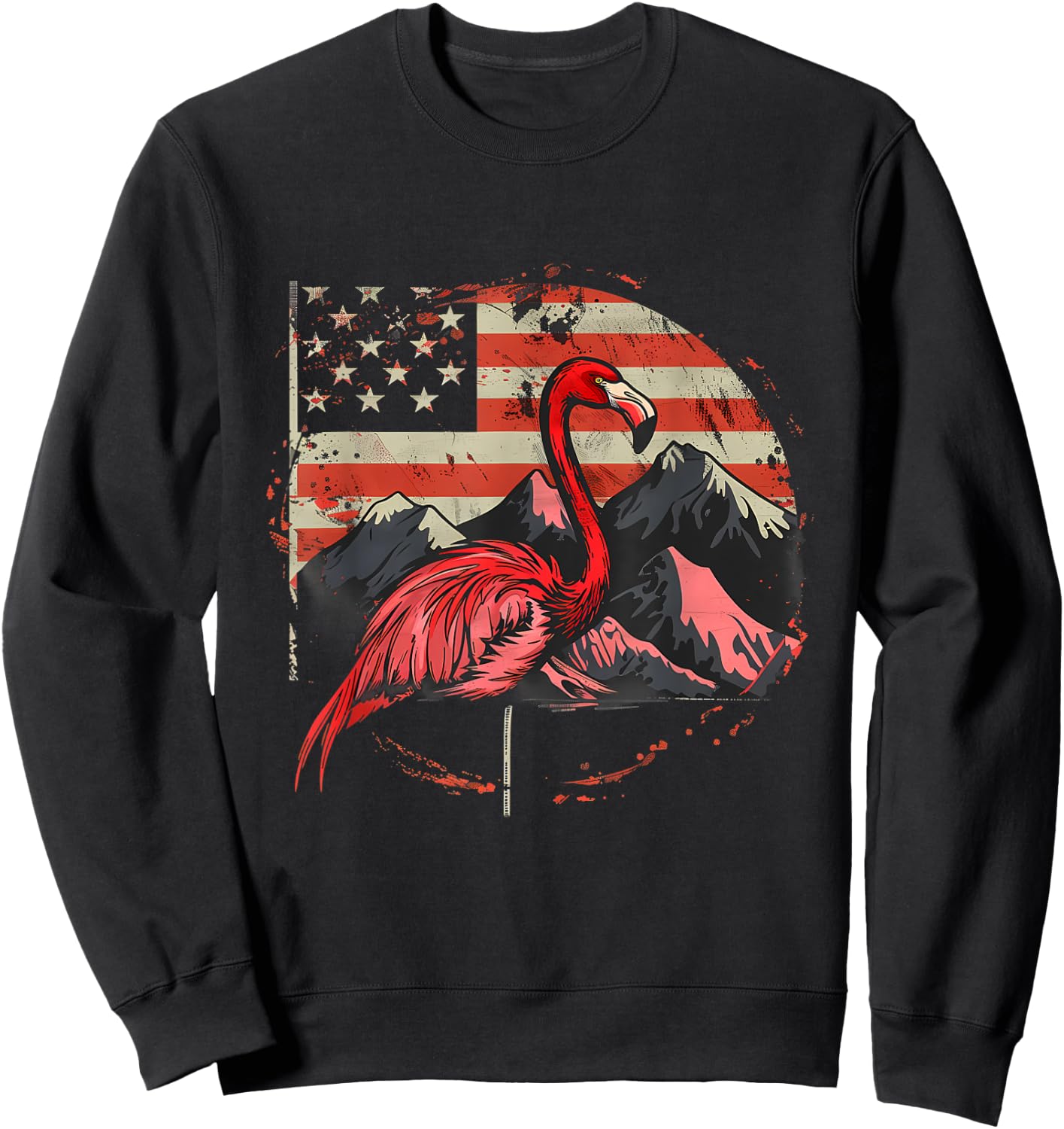 4th Of July American Flag Flamingo Fourth Of July USA Sweatshirt - Sweatshirt | Black