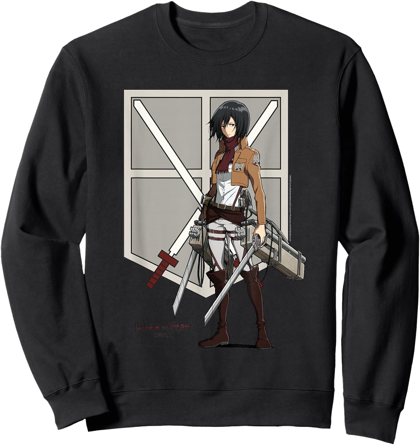 Attack on Titan Eren with Shield AOT Anime Sweatshirt - Sweatshirt | Black