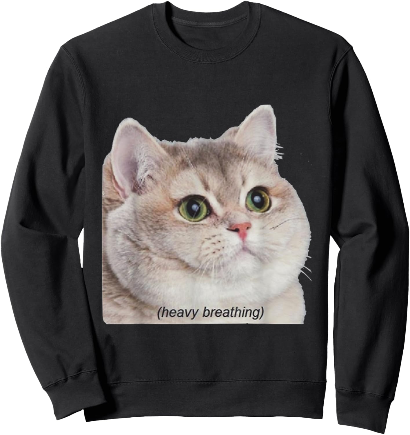 Heavy Breathing Cat Shirt Women Sweatshirt - Sweatshirt | Black