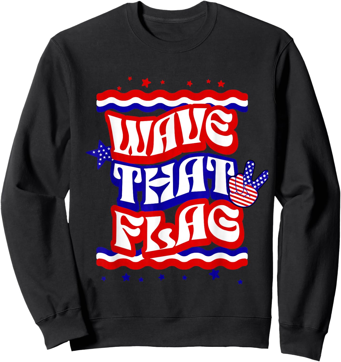 Hippie 4th of July Wave that Flag USA Independence Day Kids Men Sweatshirt - Sweatshirt | Black