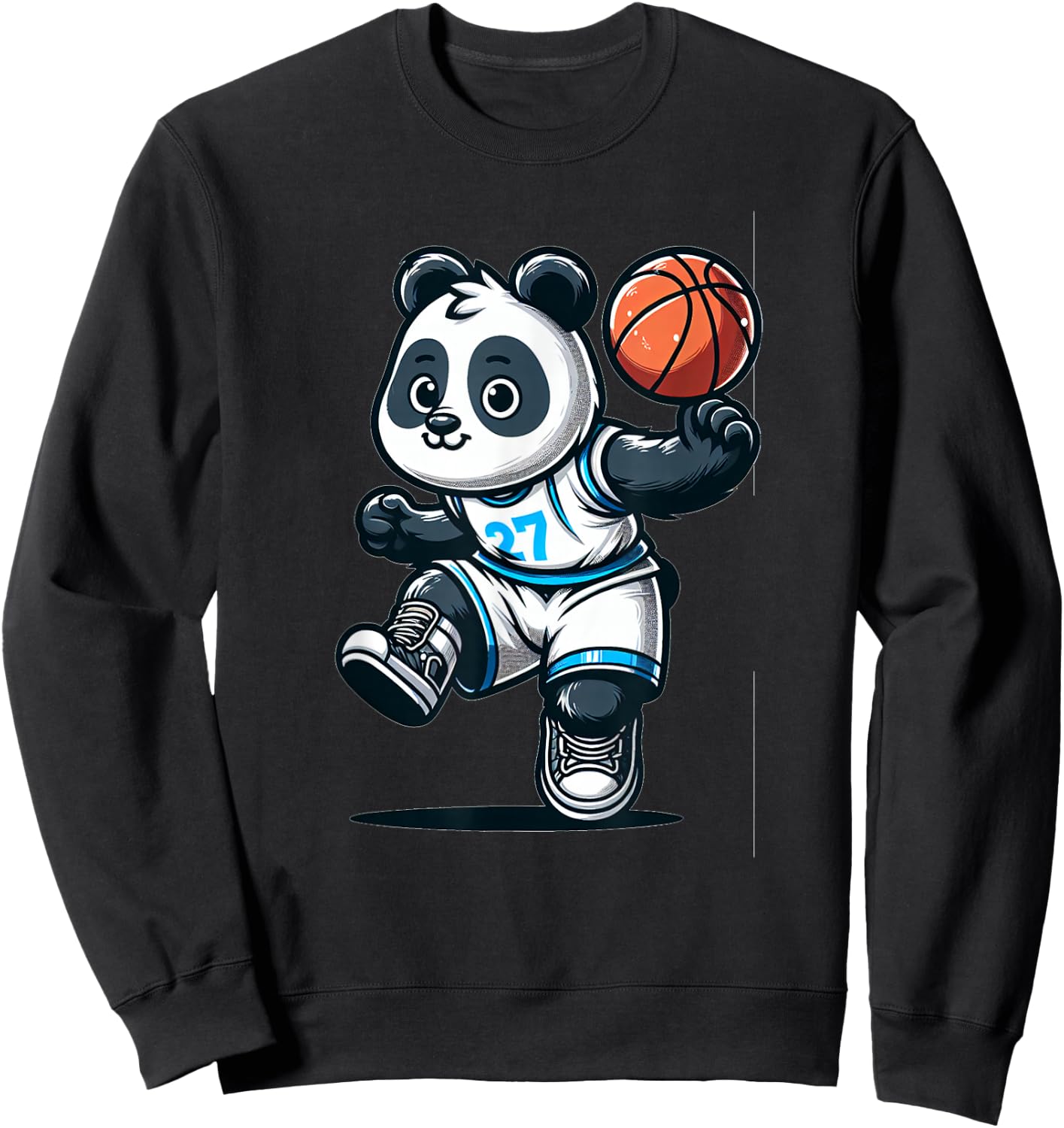 Cute Basketball Player Panda Sweatshirt - Sweatshirt | Black