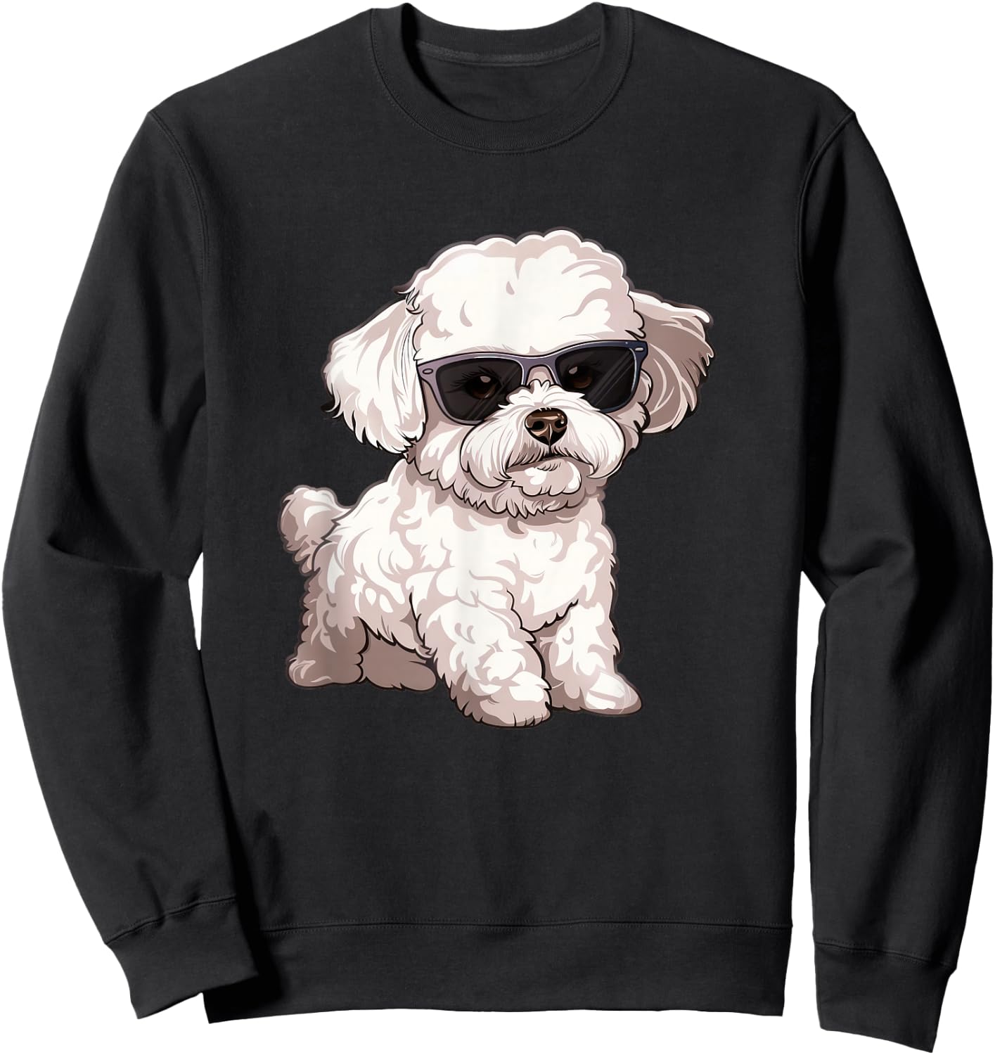 Cute Bichon Frise Dog Sunglasses Sweatshirt - Sweatshirt | Black
