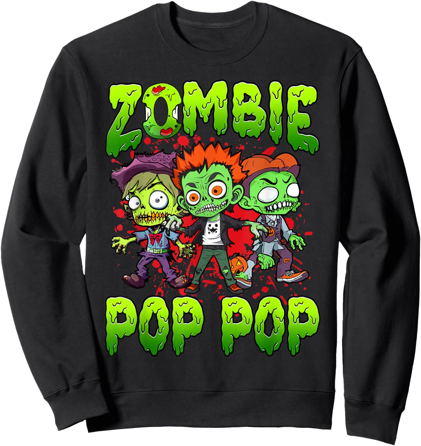 Zombie Pop Pop Halloween Costume Family Matching Sweatshirt - Sweatshirt | Black