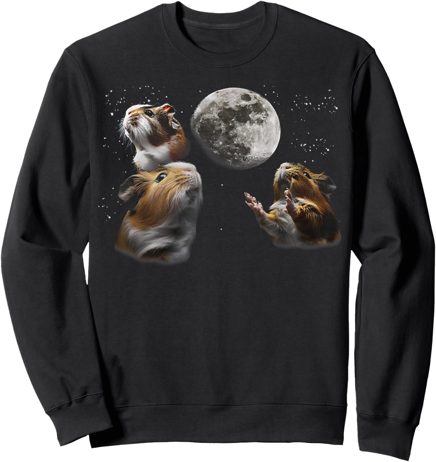 3 Guinea Pigs Moon Howling Funny Rodent , Women, Kid Sweatshirt - Sweatshirt | Black