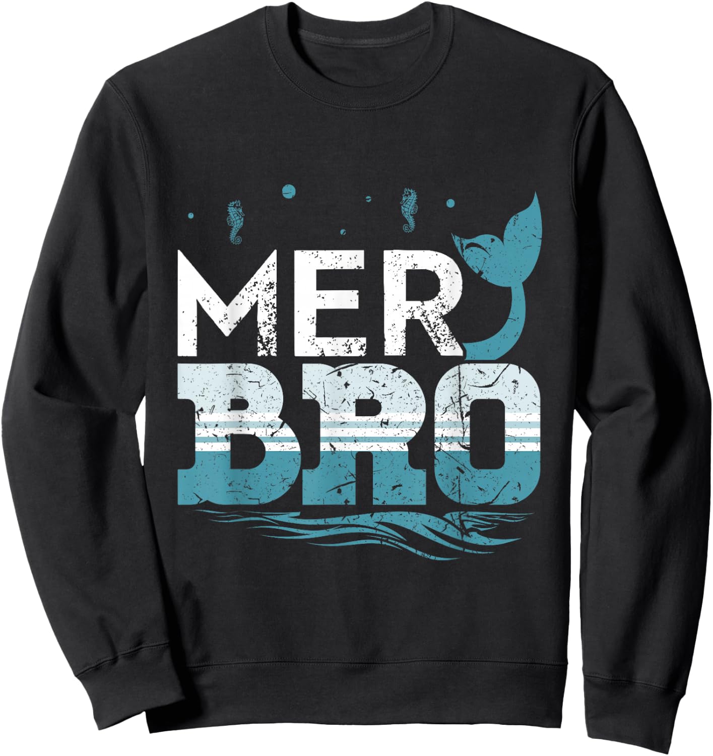 Merbro Brother of a Mermaid Boy and Toddlers Kids Merman Sweatshirt - Sweatshirt | Black