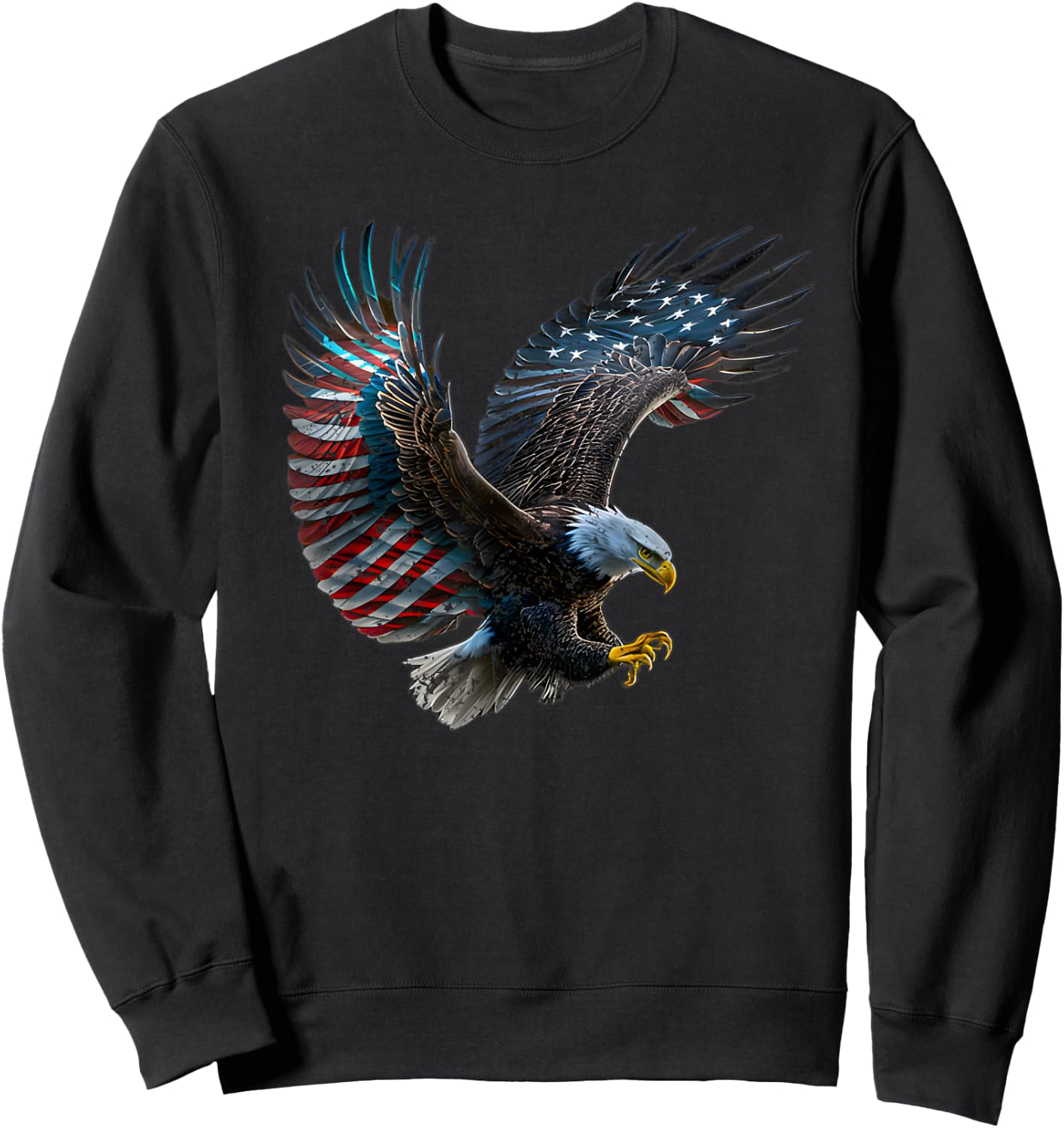 Patriotic Eagle 4th Of July USA American Flag Girls Kids Men Sweatshirt - Sweatshirt | Black