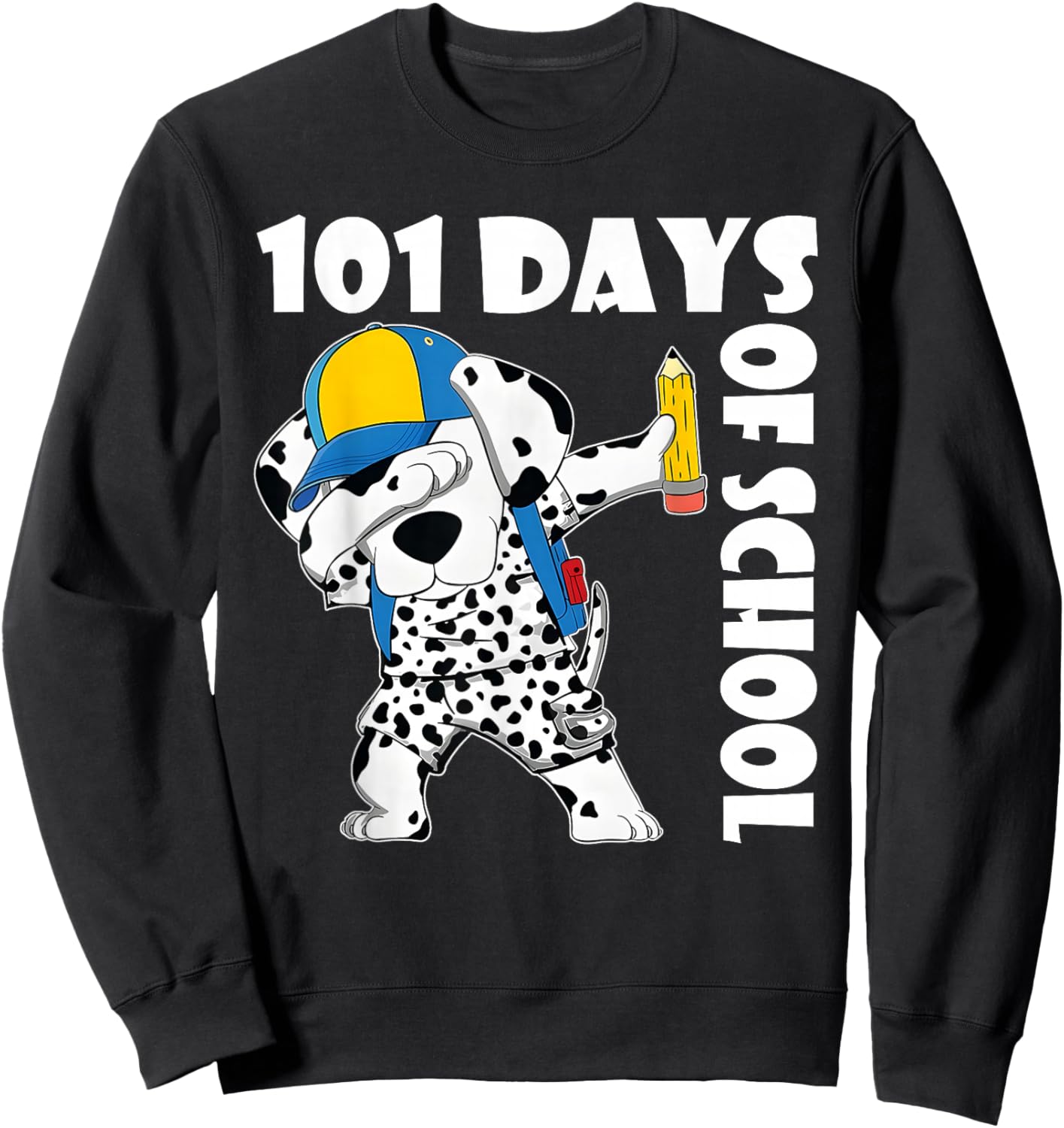 Happy 101 Days School Cute Dog 100 Days Dab Teacher Student Sweatshirt - Sweatshirt | Black